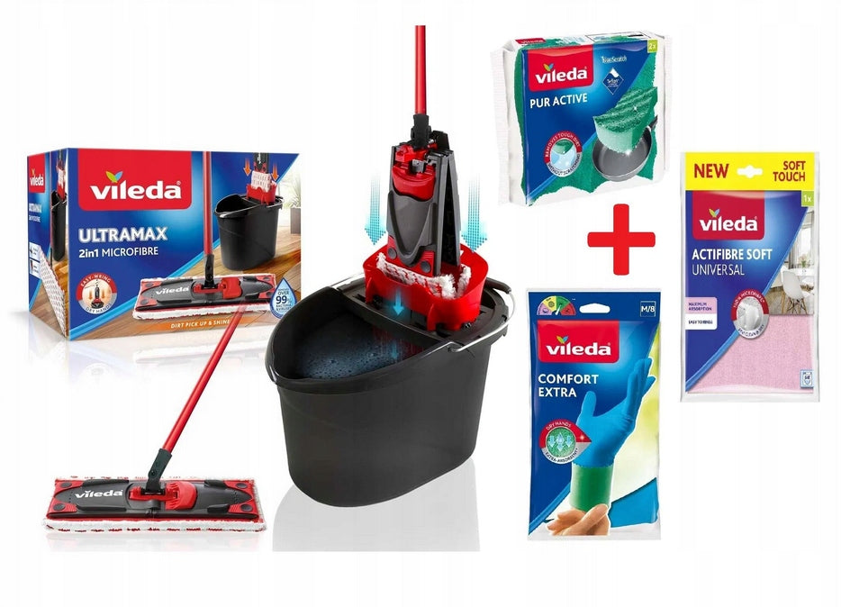 Vileda Ultramax Microfibre 2in1 Mop Set Bucket freebies Brand Vileda