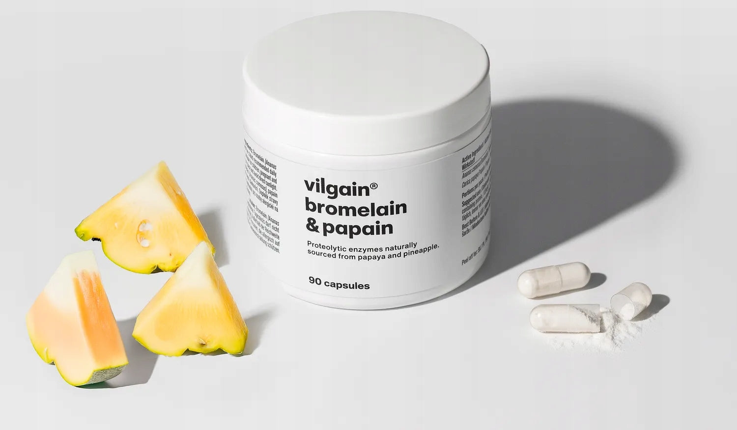 Vilgain Bromelain and Papain protein digestion support 90 capsules Expiration date at least 1 year from the date of purchase
