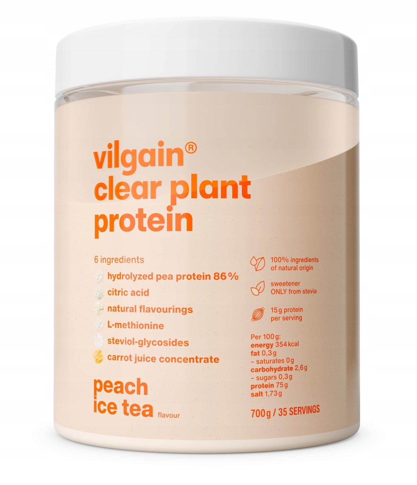 Vilgain Clear Plant Protein broskvový ledový čaj 700 g