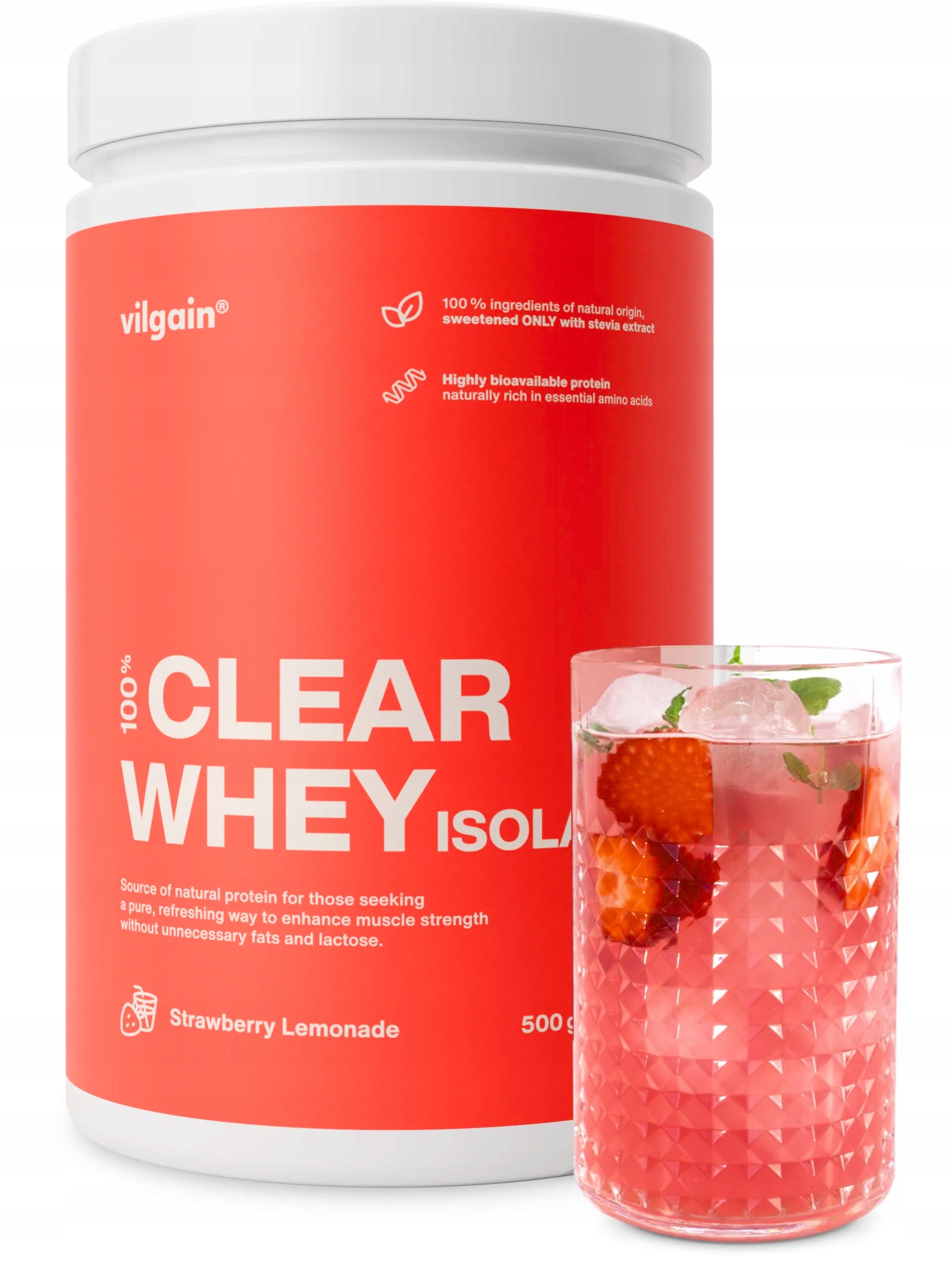 Vilgain PROTEIN ISOLATE, FRESH FRUITY FLAVOR, STRAWBERRY LEMONADE, 500g Expiration date not specified