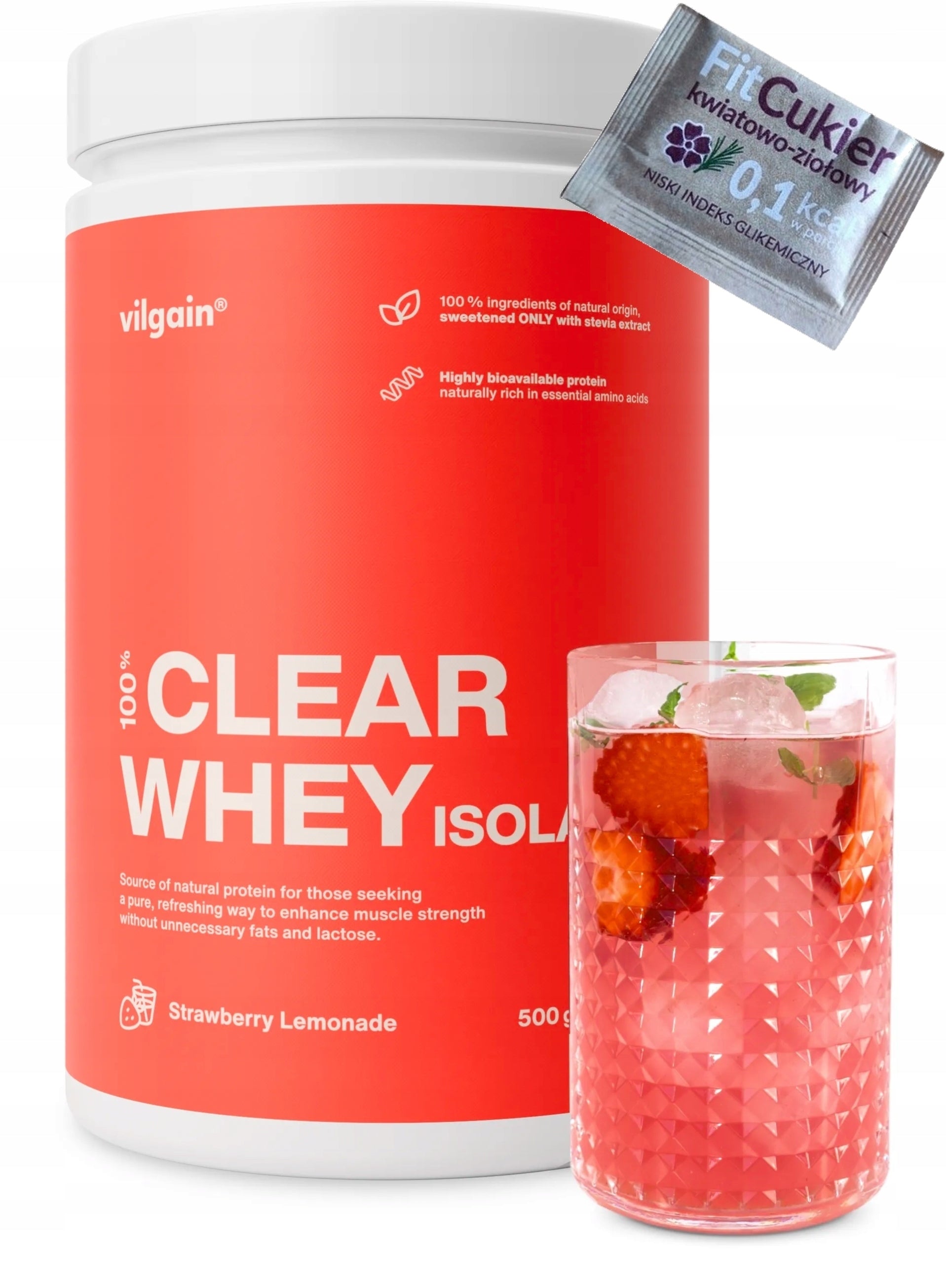 Vilgain PROTEIN ISOLATE, FRESH FRUITY FLAVOR, STRAWBERRY LEMONADE, 500g