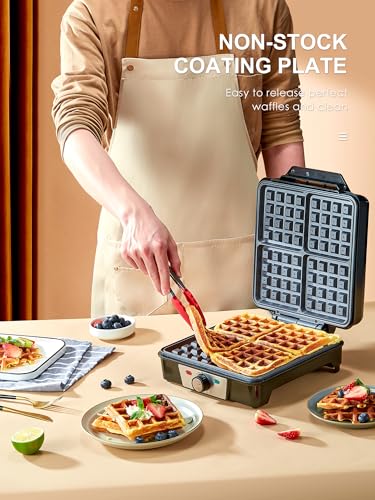 Vinato Belgian waffle iron 4 slices SLS8005-12, 1200W, 5 degrees Model SLS8005-12