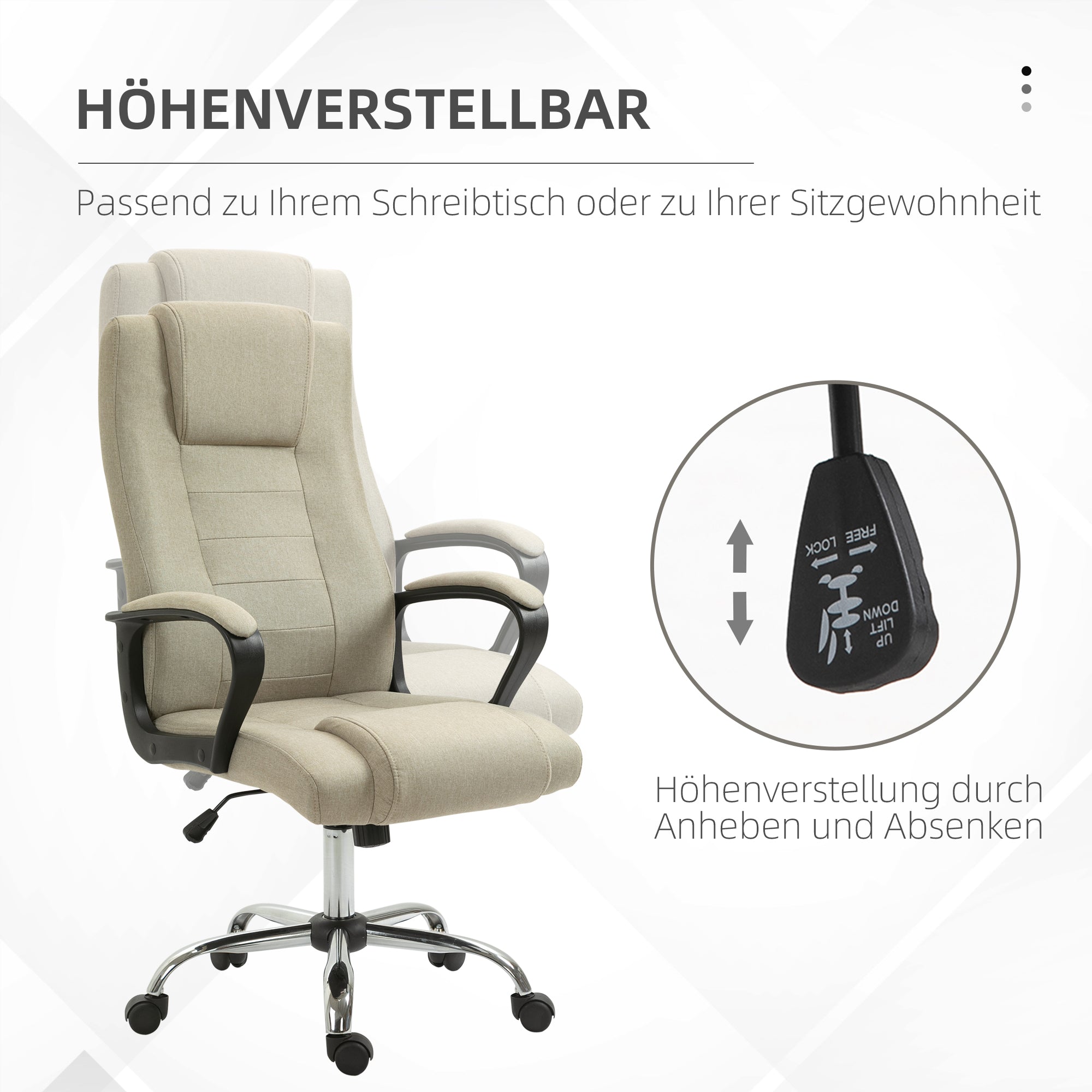 Vinsetto Computer office chair with rocking function, adjustable, beige Brand Vinsetto
