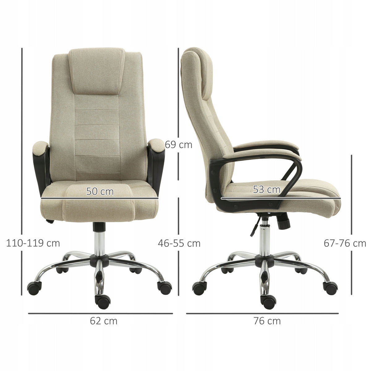 Vinsetto Computer office chair with rocking function, adjustable, beige Manufacturer code 921-265V00BG