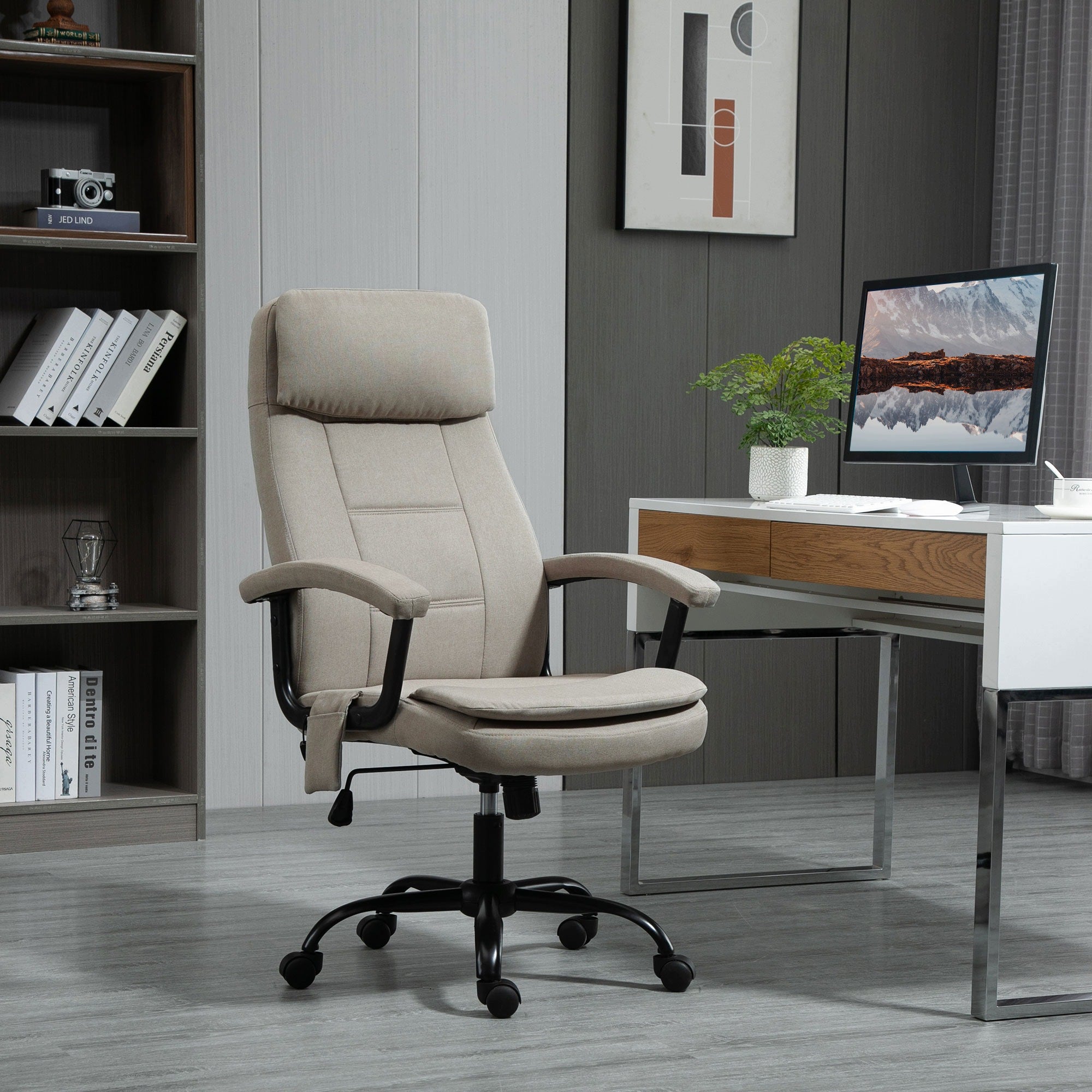 Vinsetto Ergonomic Massage Office Chair Beige Adjustable Swivel Rocking Brand no brand