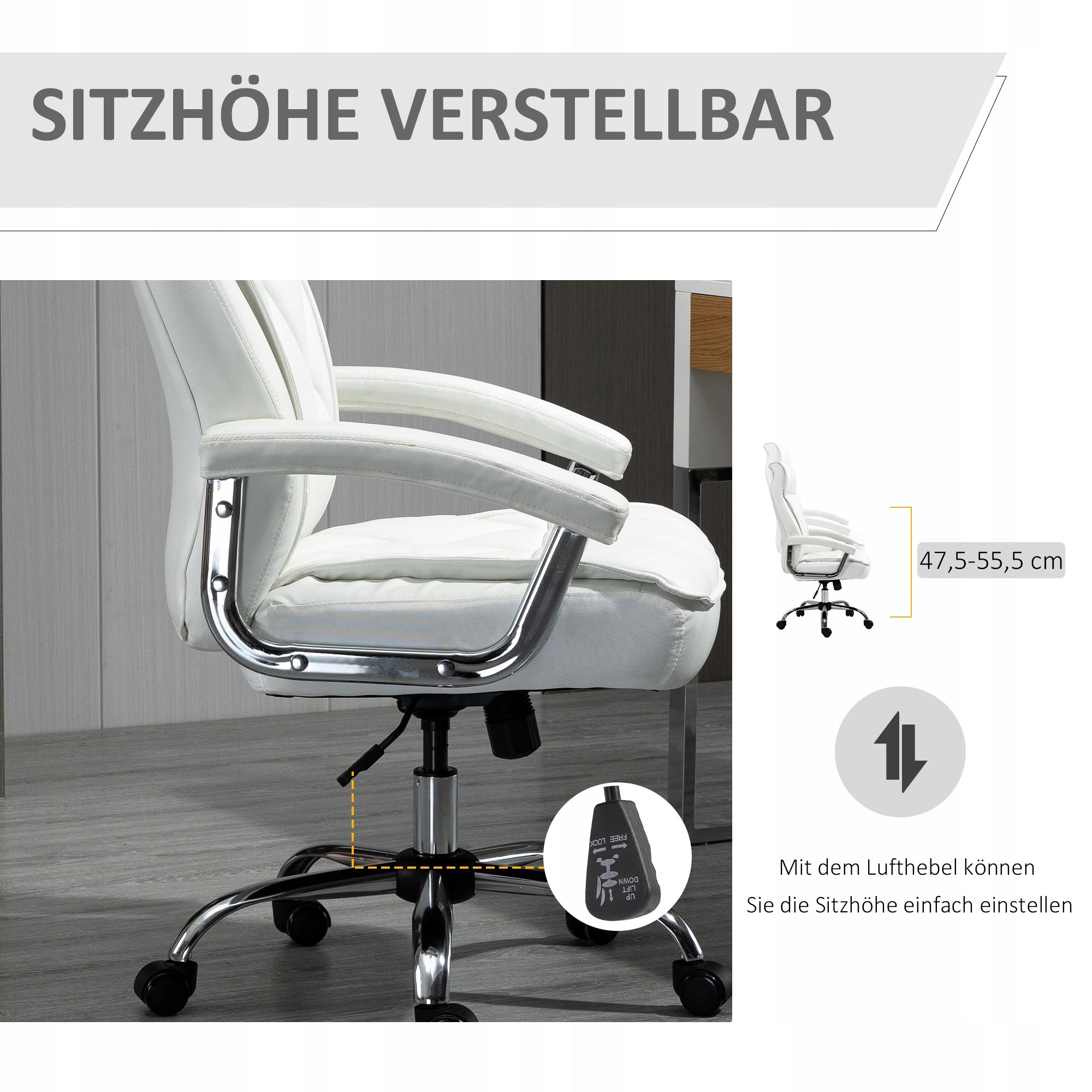 Vinsetto Ergonomic office chair 66 x 69 x 113-121cm eco-leather, white Brand Vinsetto