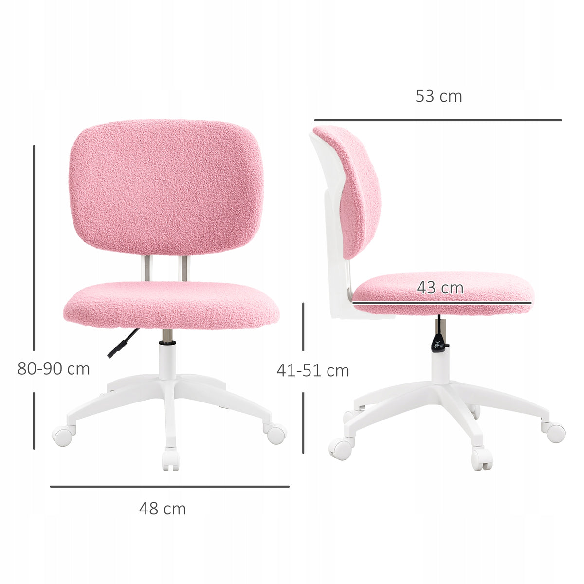 Vinsetto Ergonomic office chair, adjustable, for desk Furniture depth 48 cm