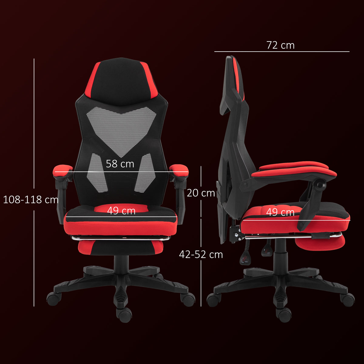 Vinsetto Ergonomic swivel office chair with footrest, mesh, Red Brand Vinsetto