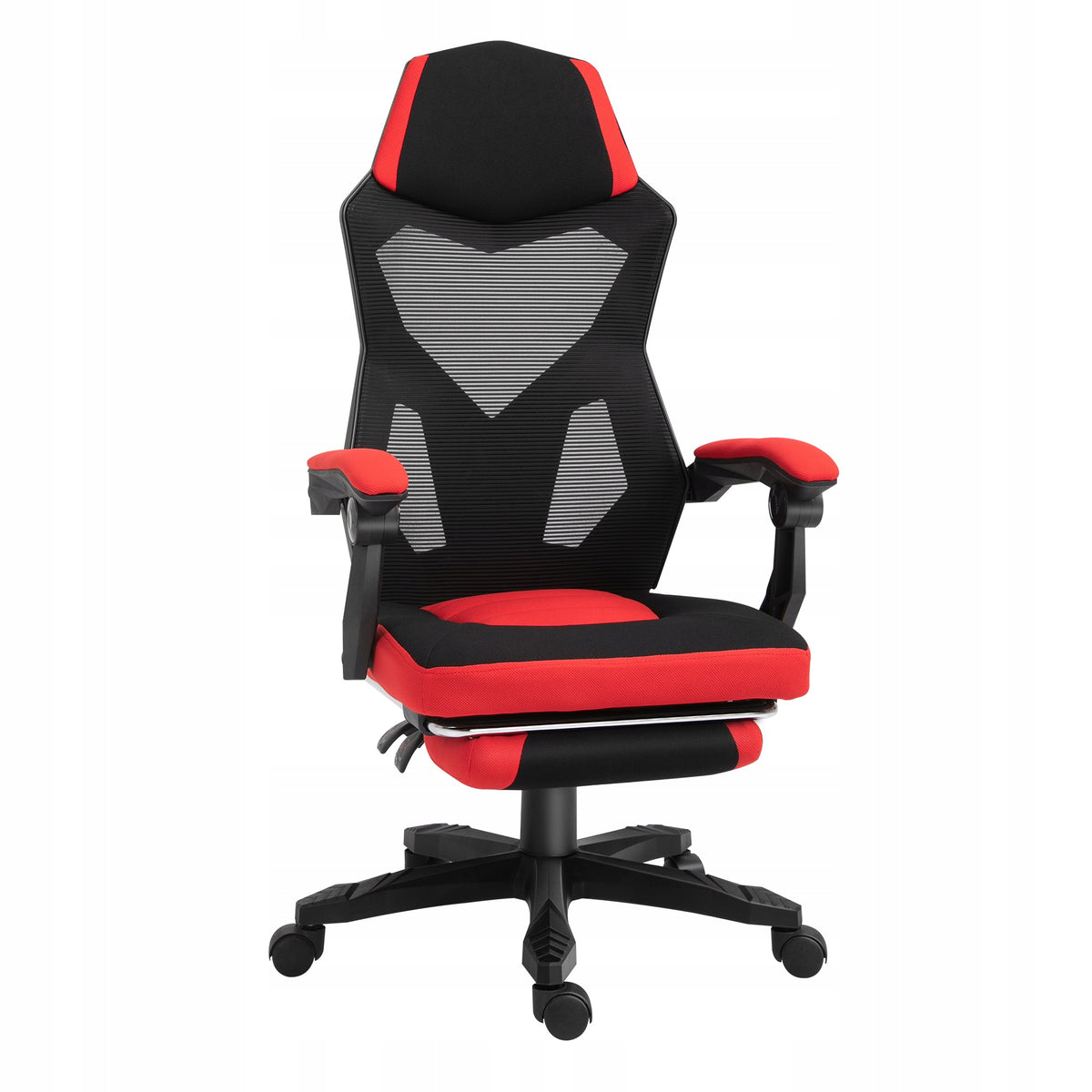 Vinsetto Ergonomic swivel office chair with footrest, mesh, Red