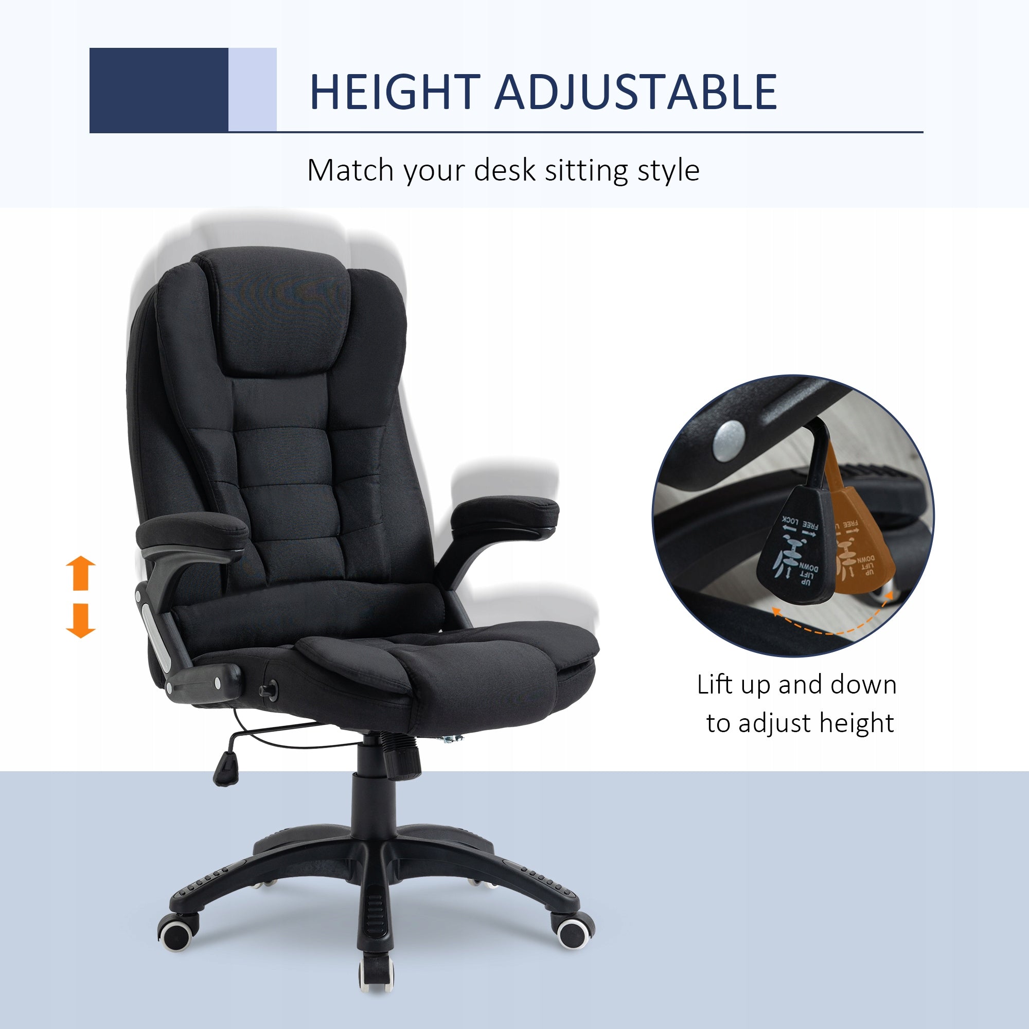 Vinsetto High Back Swivel Office Chair with Linen Fabric, Black Brand Vinsetto