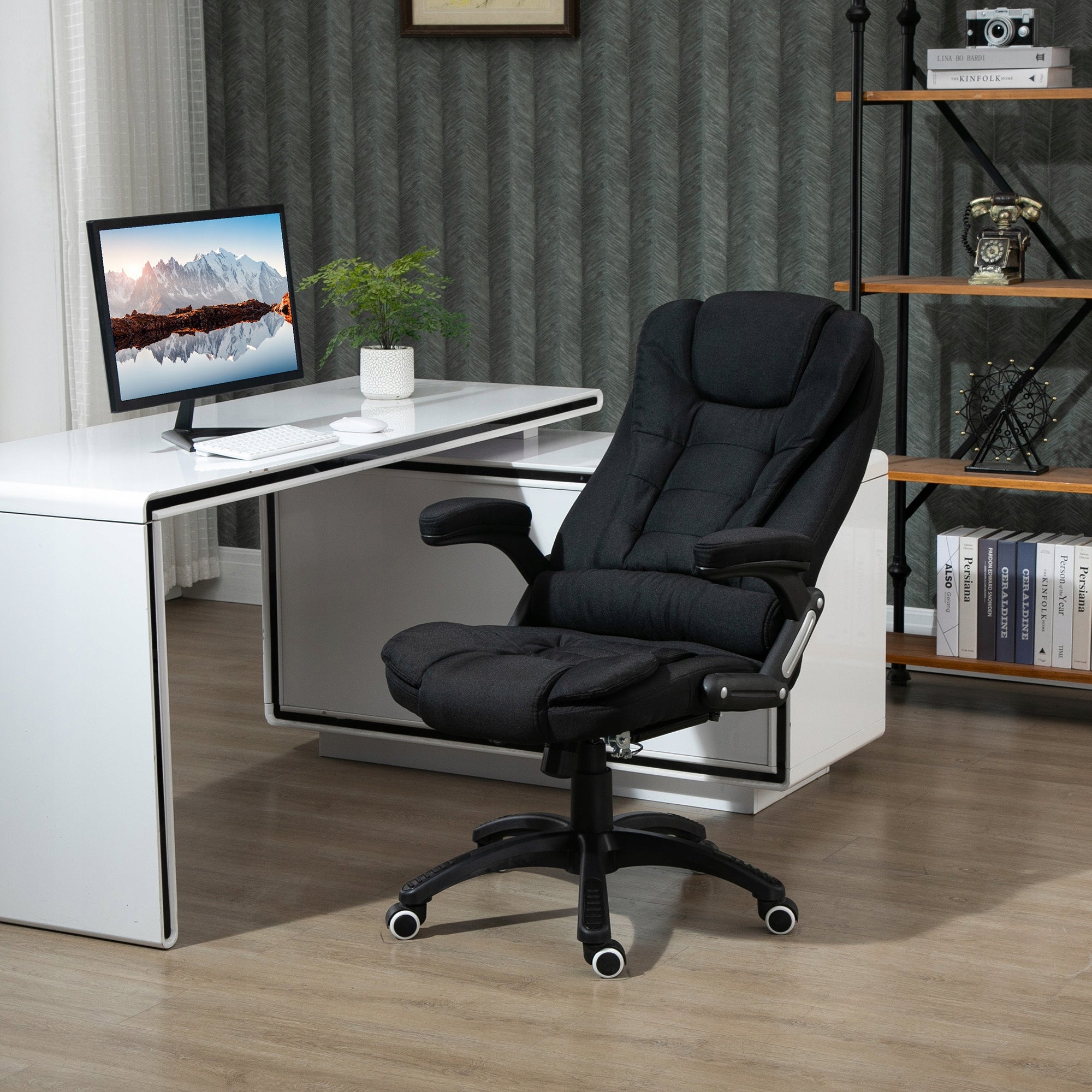 Vinsetto High Back Swivel Office Chair with Linen Fabric, Black Packaging status original