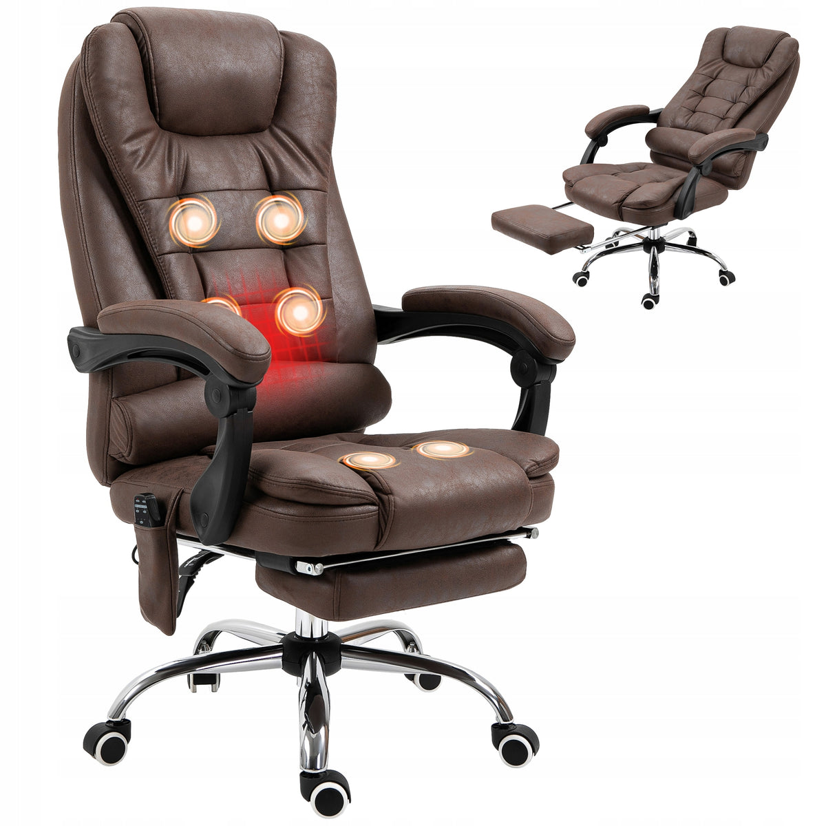 Vinsetto Massage Office Chair with Reclining and Heating Function, Rotating