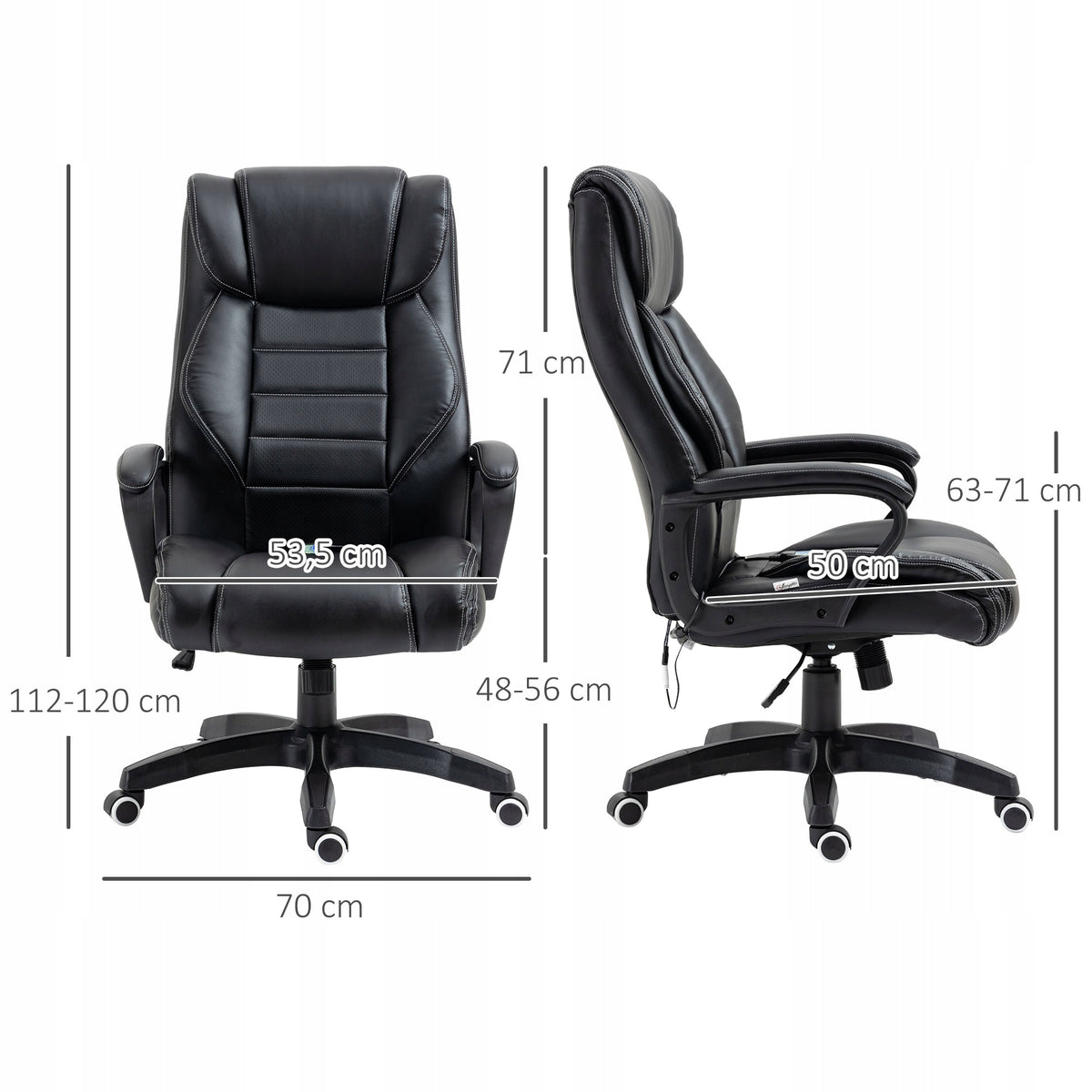 Vinsetto Massage swivel chair 6 vibration points, grey Furniture depth 78 cm