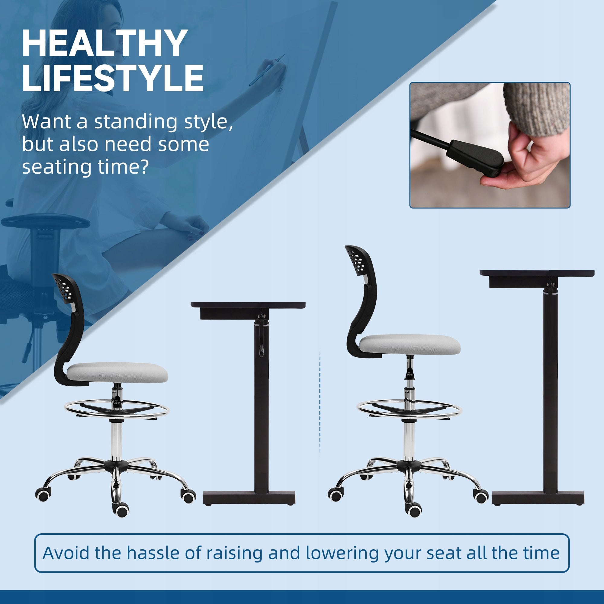 Vinsetto Office Chair Ergonomic Desk Chair with Adjustable Footrest Brand Vinsetto
