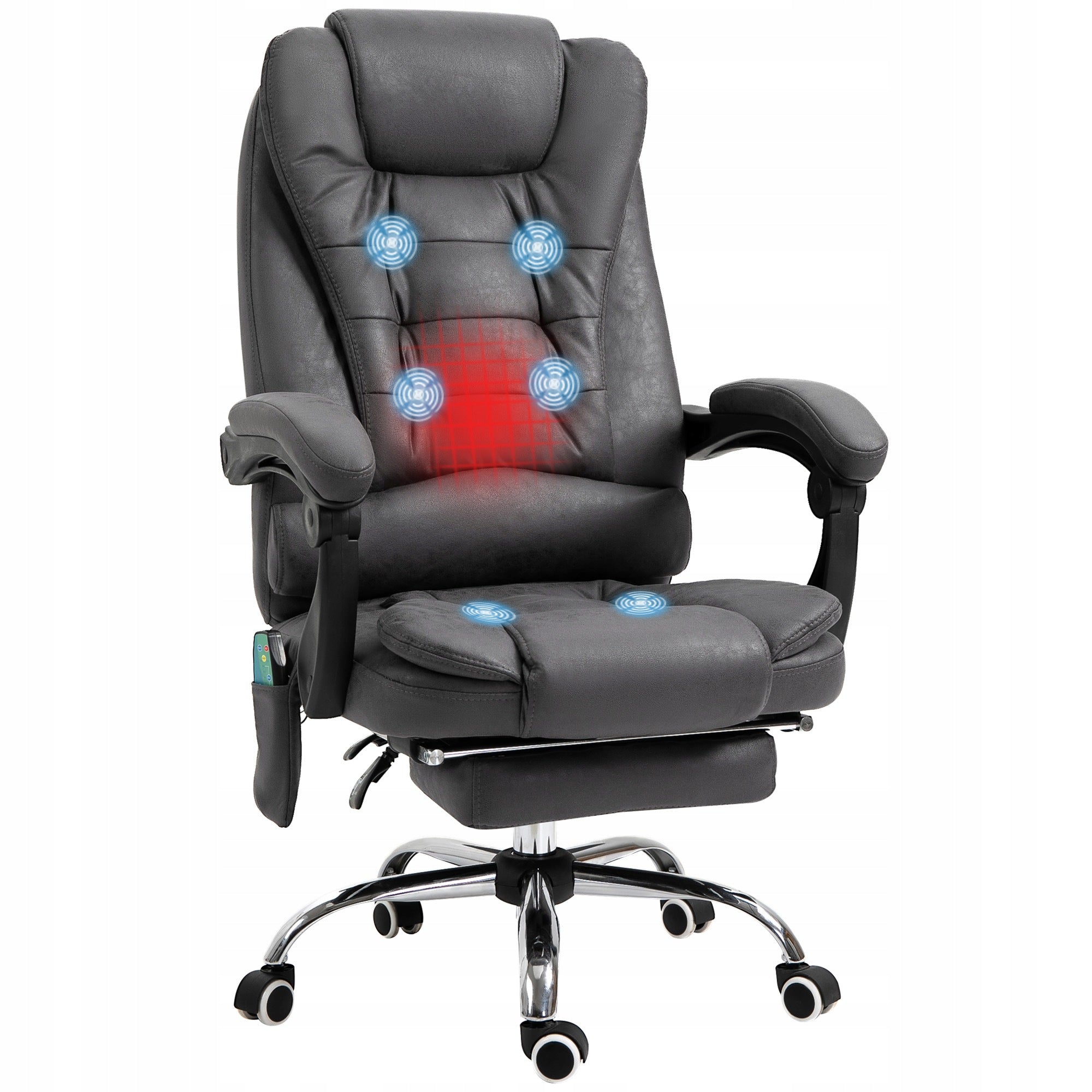 Vinsetto Office Chair with Massage Function, Ergonomic, 65x160x104cm, Grey