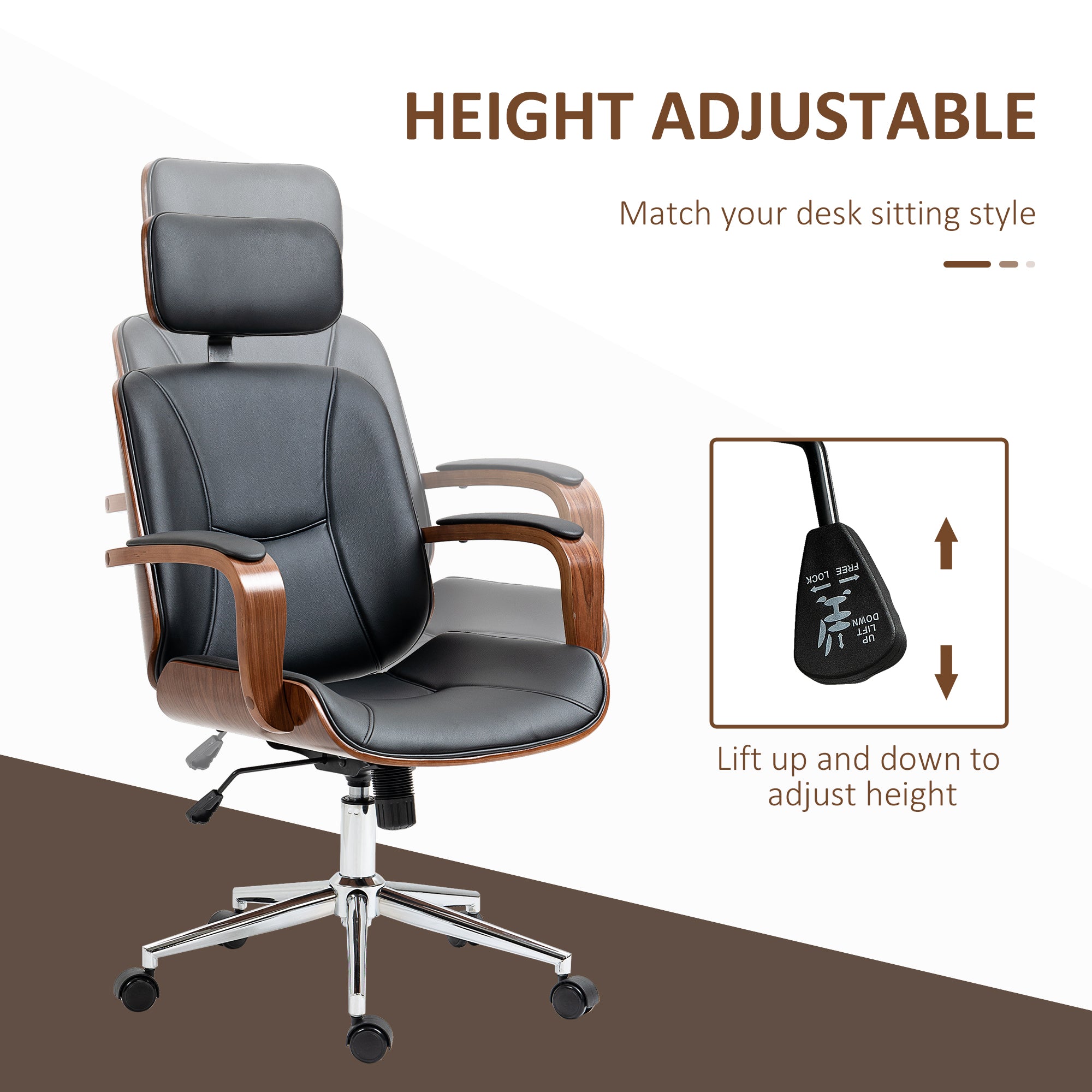 Vinsetto - Office chair with high backrest and detachable headrest Brand Vinsetto