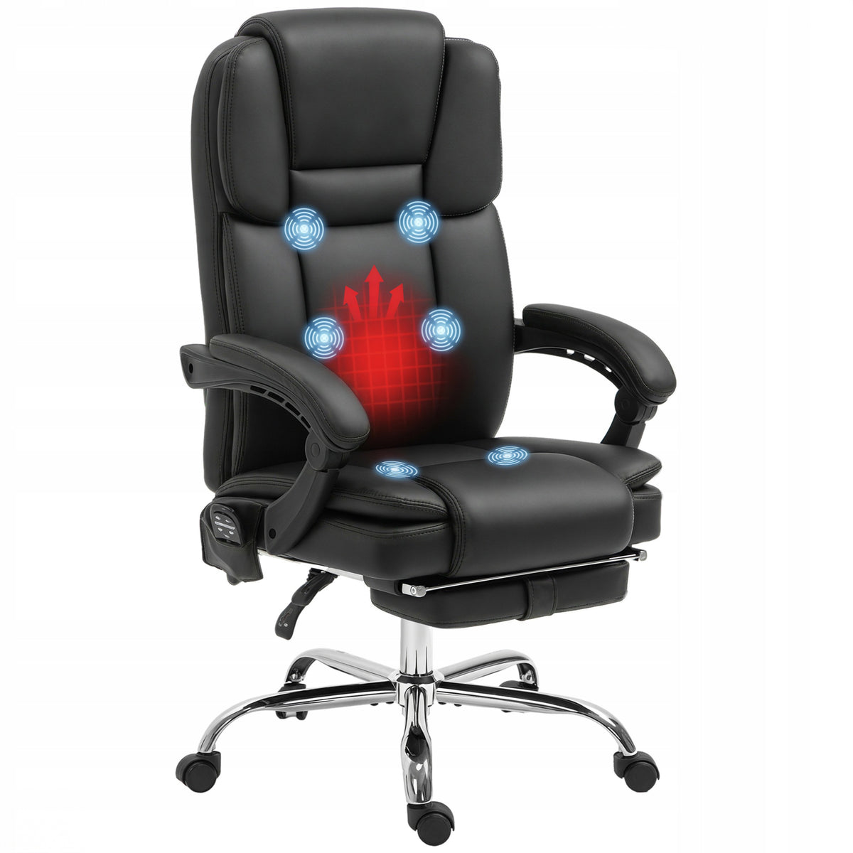 Vinsetto Office chair with massage, heating, reclining function, black