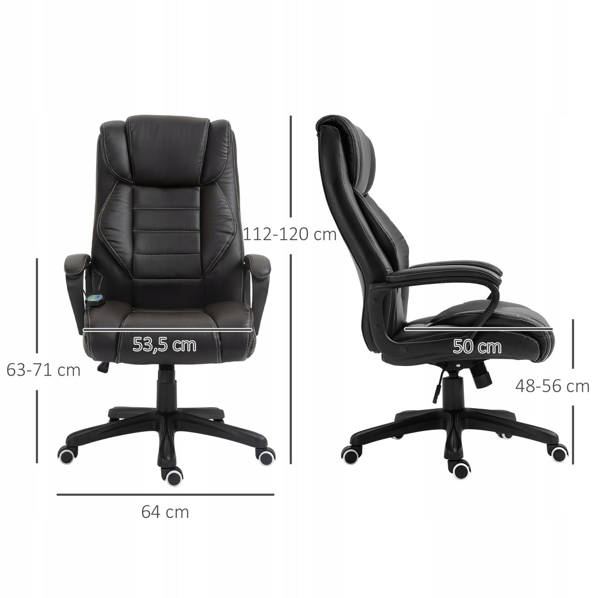 Vinsetto Office chair with massage, height adjustment, 6 vibration points Furniture depth 74 cm