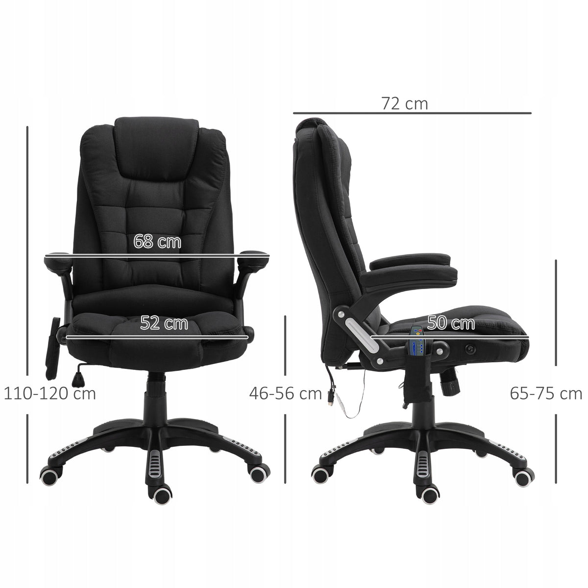 Vinsetto Office massage chair gaming swivel black Furniture depth 72 cm