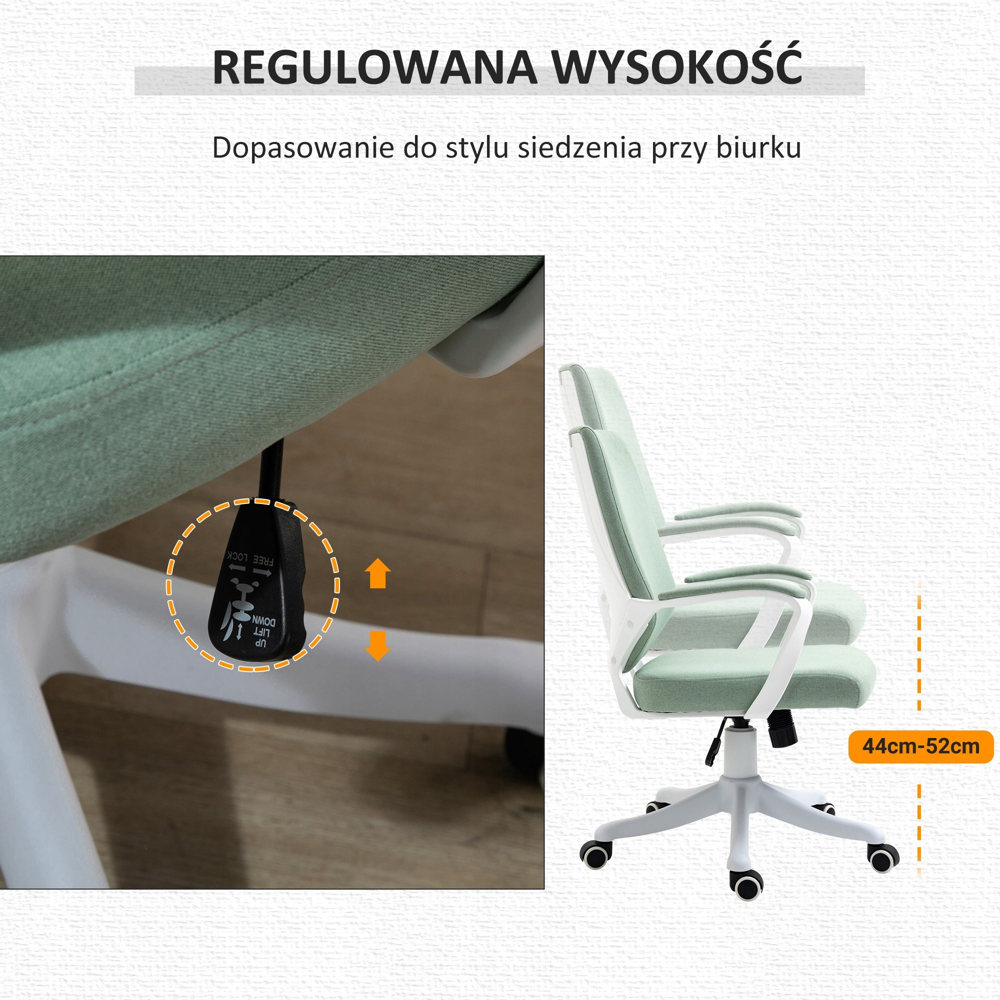 Vinsetto Regular swivel office chair with lumbar support, green Brand Vinsetto