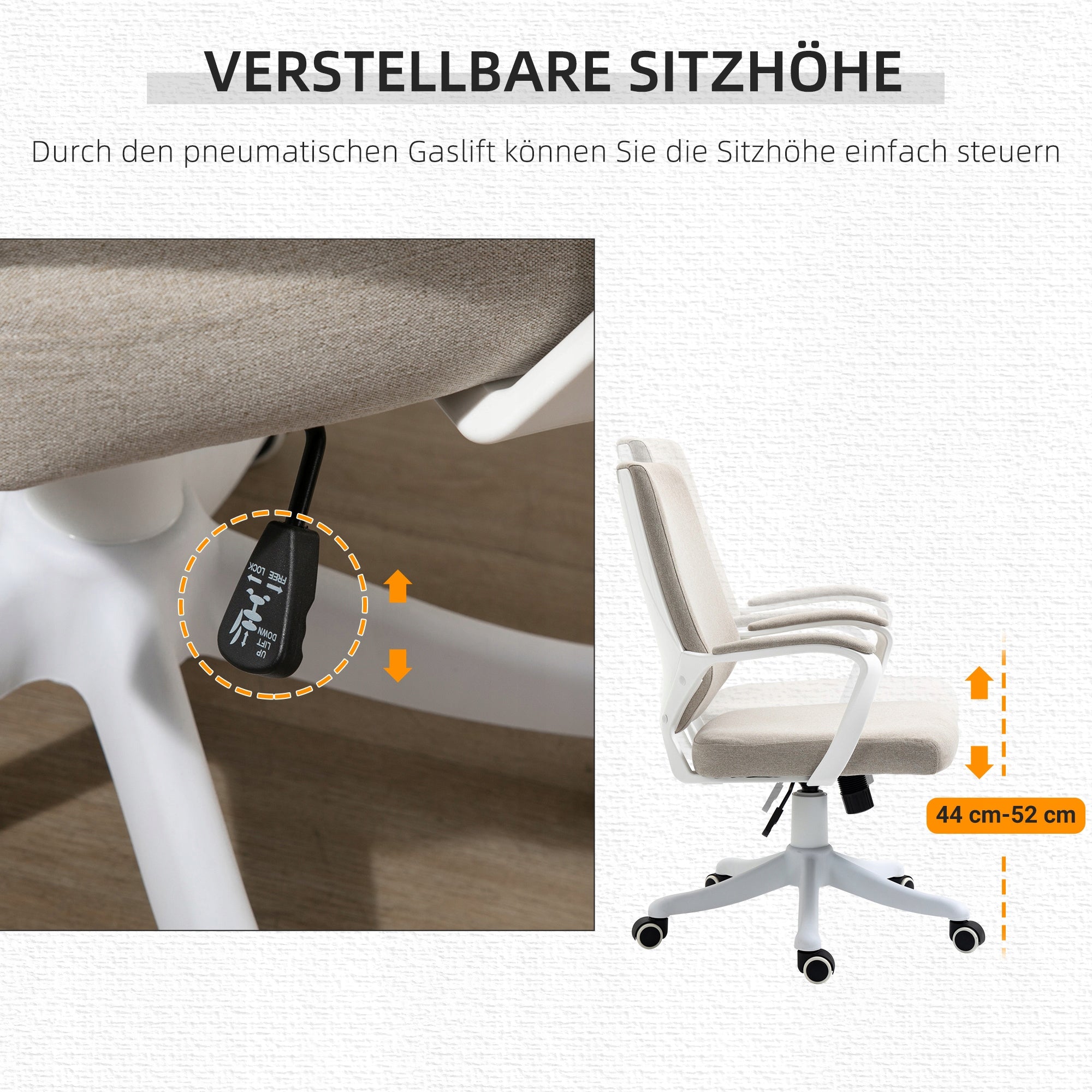 Vinsetto Swivel office chair up to 120kg adjustable ergonomic beige Brand Vinsetto