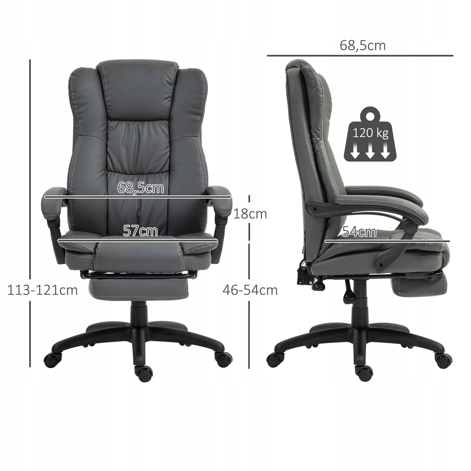 Vinsetto ergonomic folding office chair, 68,5x68,5x113-121 cm Furniture depth 78 cm