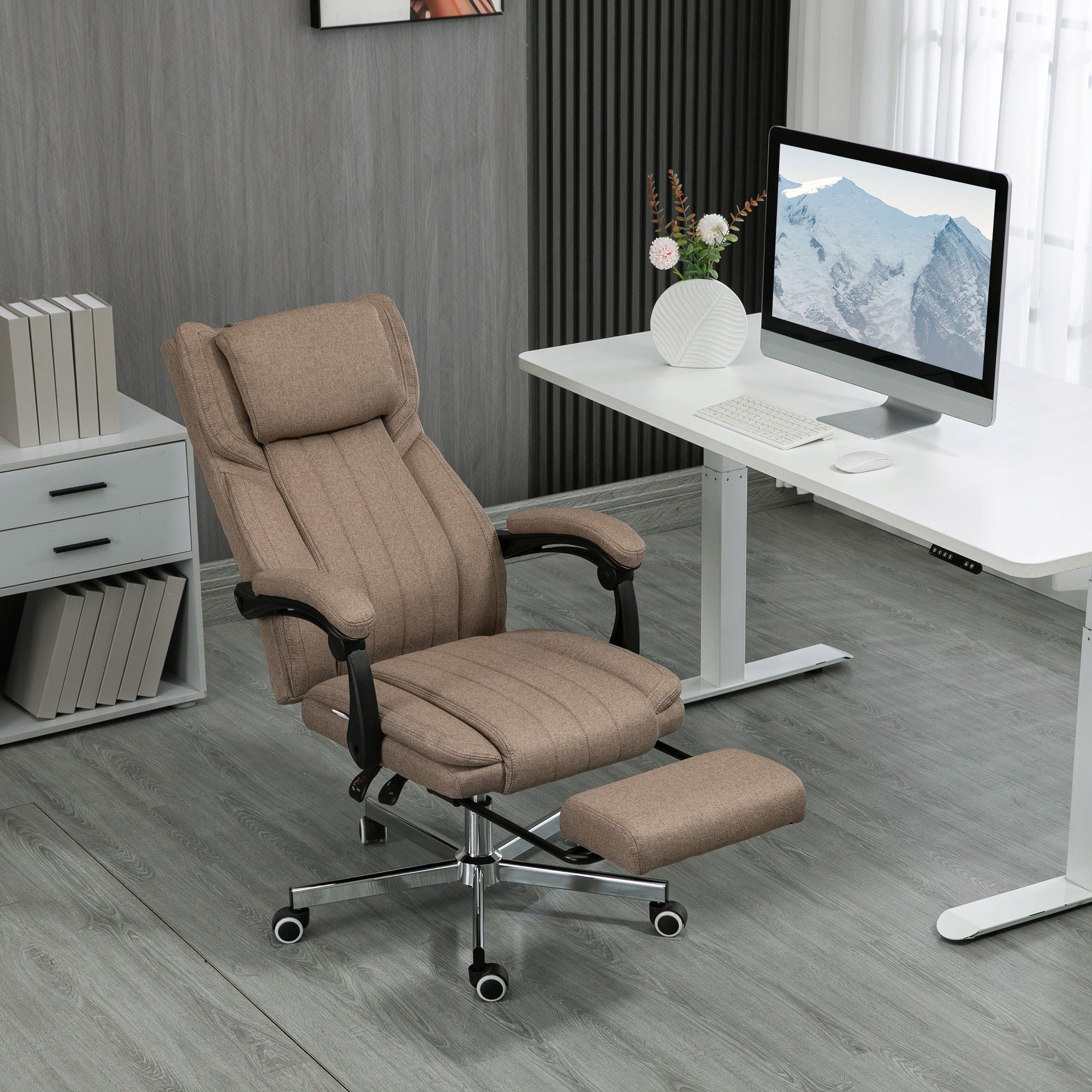 Vinsetto ergonomic massage office chair, linen cover, brown Brand Vinsetto