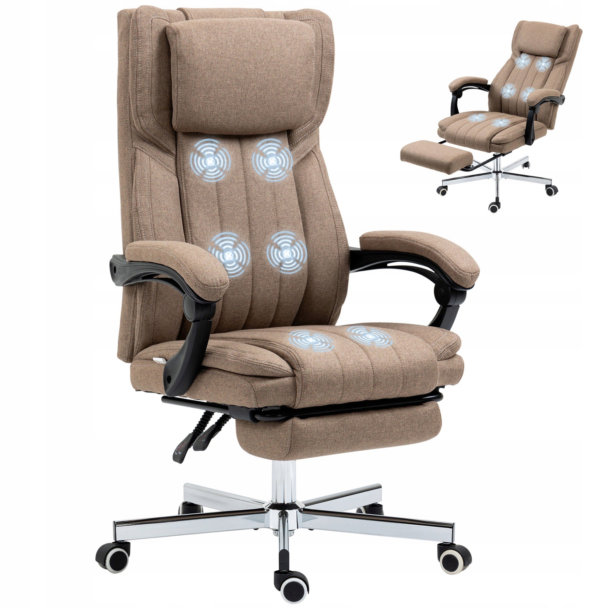 Vinsetto ergonomic massage office chair, linen cover, brown