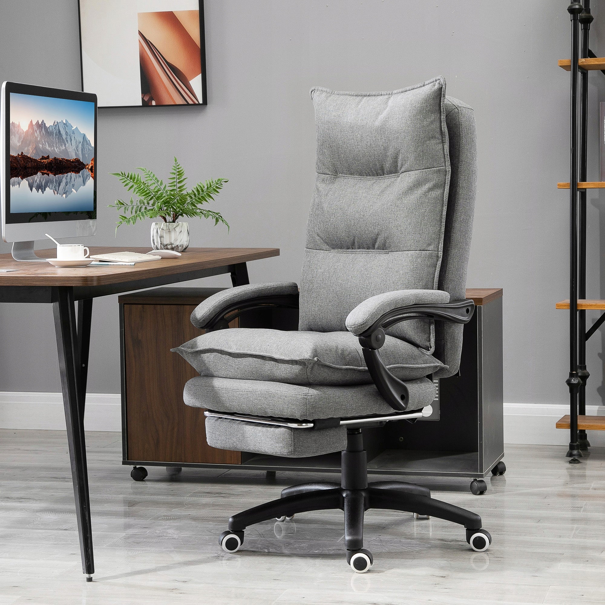 Vinsetto grey office chair with massage, swivel, adjustable. Brand Vinsetto