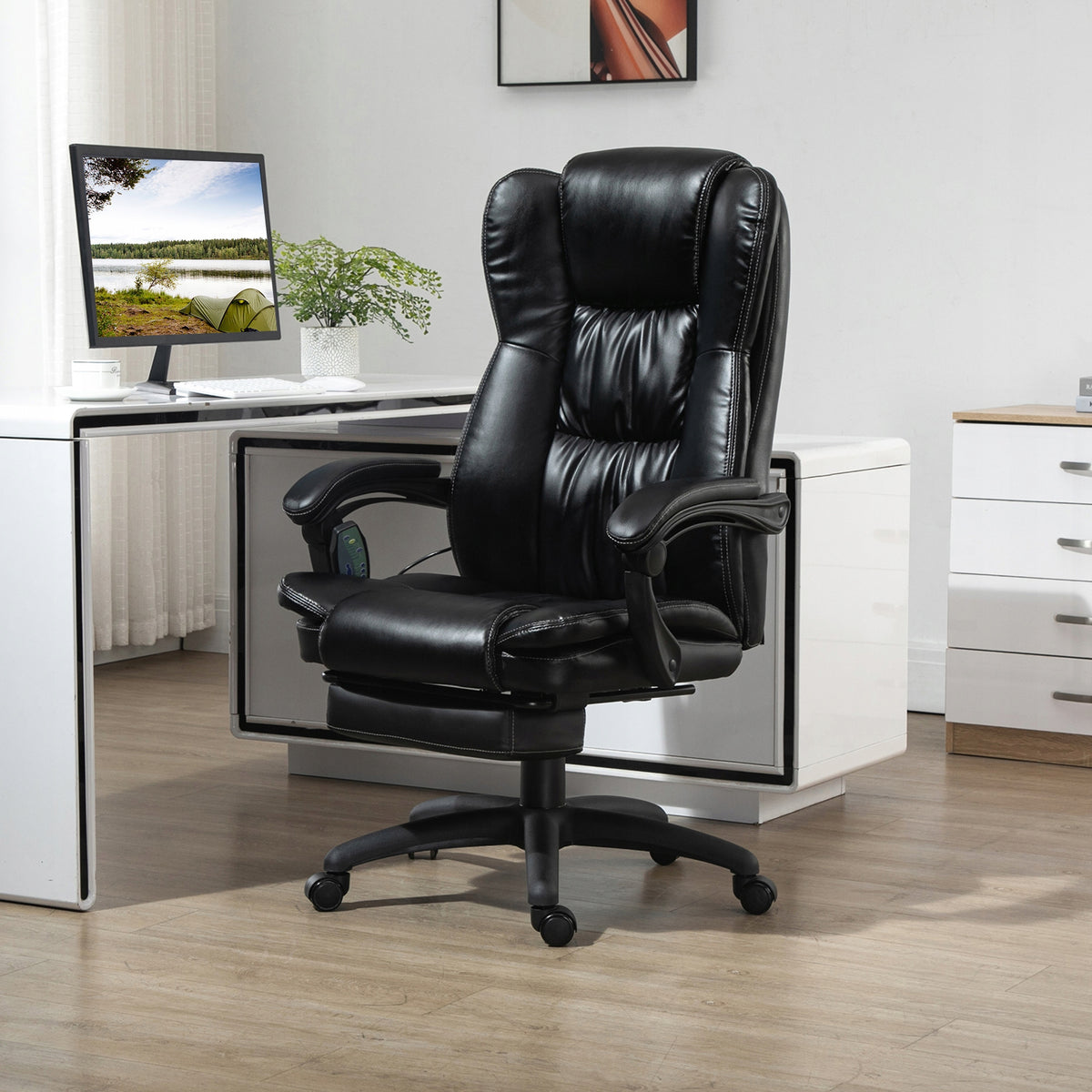 Vinsetto massage office chair with adjustable backrest and footrest black Brand Vinsetto