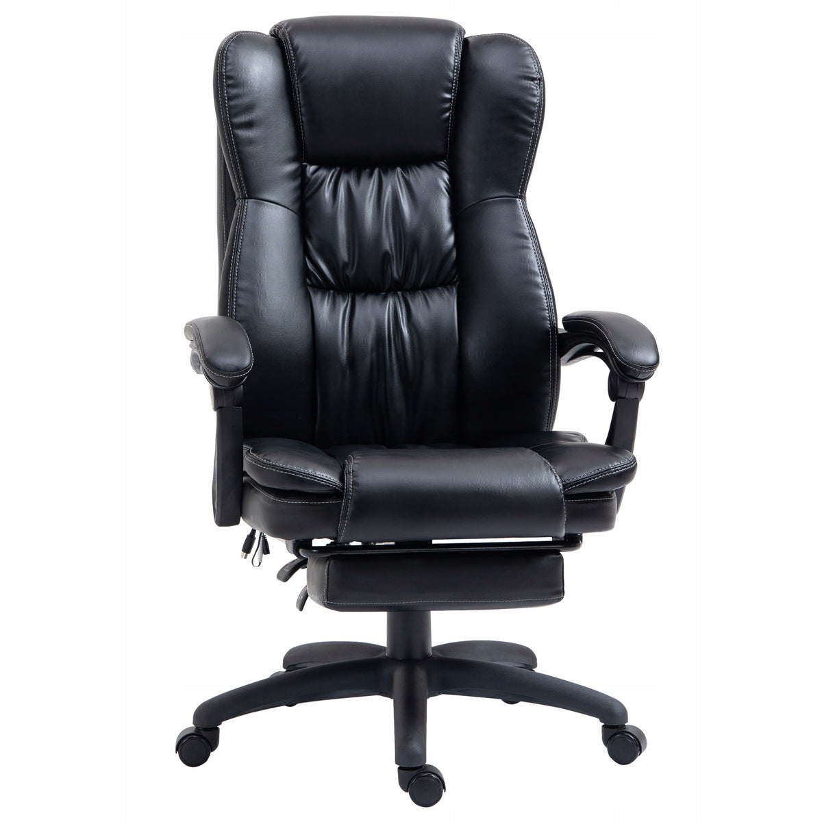 Vinsetto massage office chair with adjustable backrest and footrest black