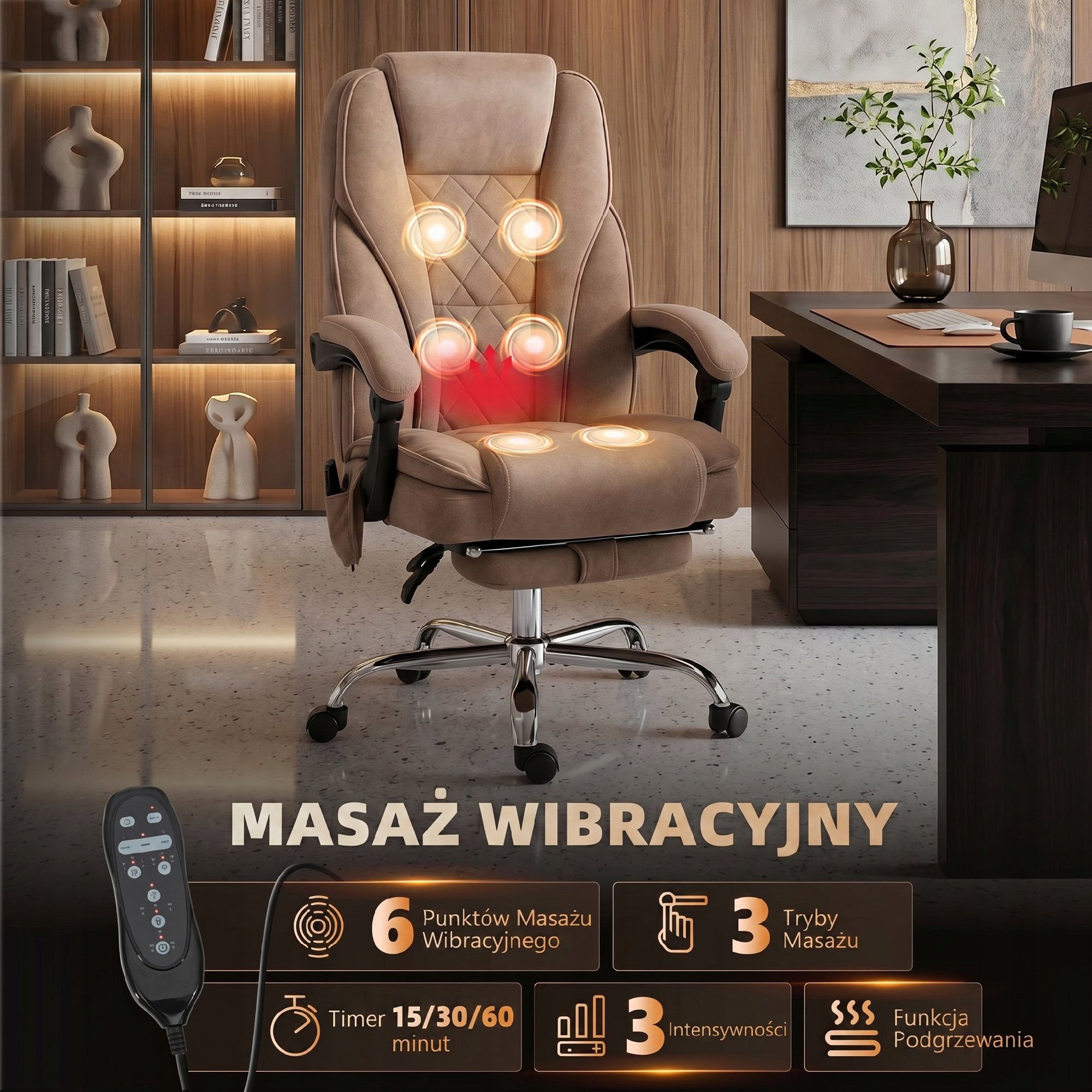 Vinsetto office chair with vibration massage, ergonomic desk chair Packaging status original