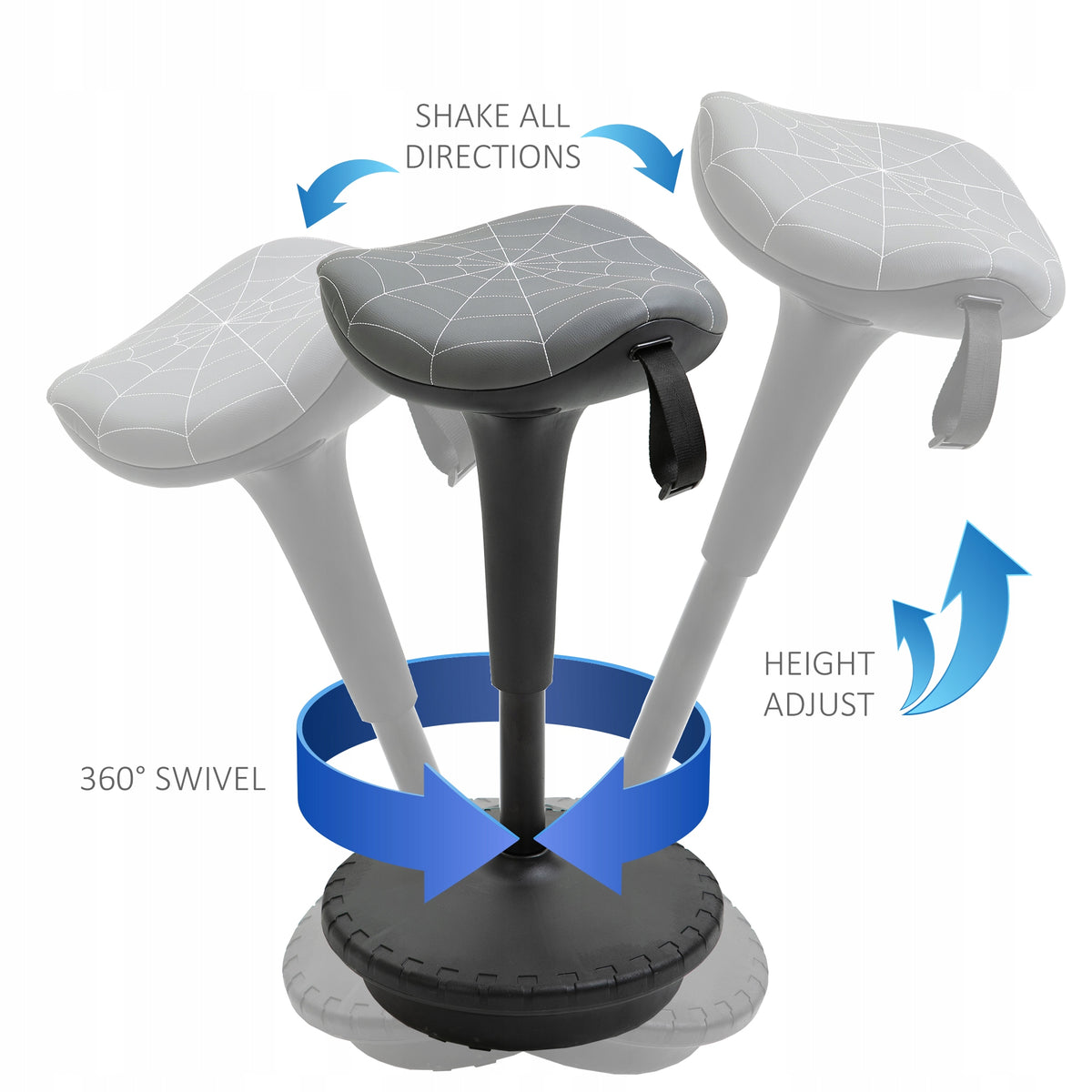 Vinsetto rocking chair, ergonomic stool, 34x34x65,5~83,5 cm, grey Furniture depth 34 cm
