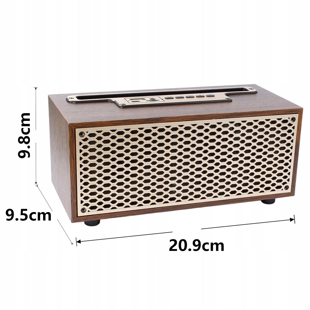Vintage Bluetooth Speaker FM Radio microSD AUX Wooden