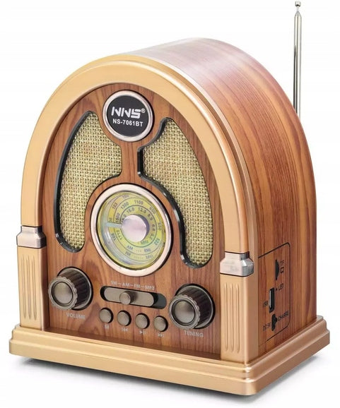 Vintage FM Cordless Kitchen Radio with Bluetooth USB for Living Room