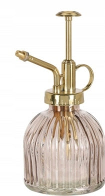 Vintage Glass Plant Sprayer – Light Pink with Gold Pump