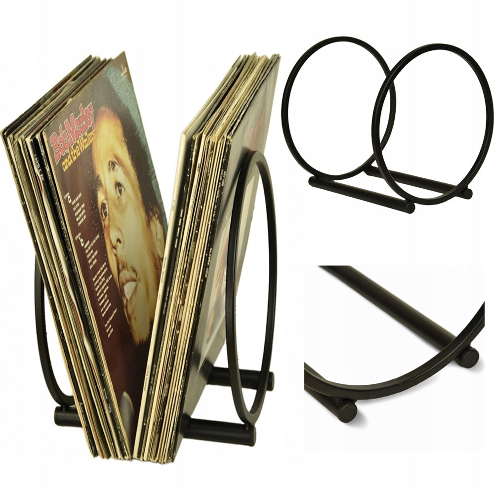 Vinyl record stand organizer for vinyl loft metal black roomy