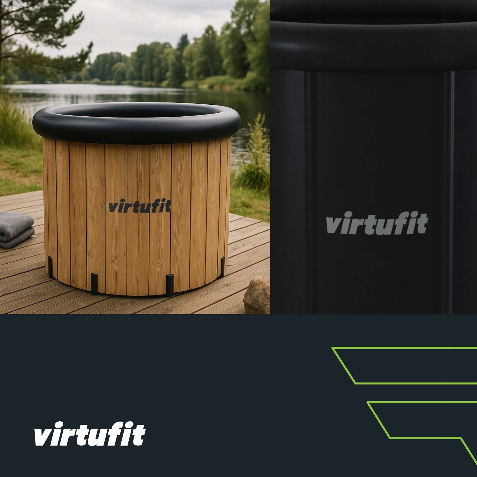 Virtufit XXL Ice Bathtub Imitation Wood with Accessories Home Sailing Kind other