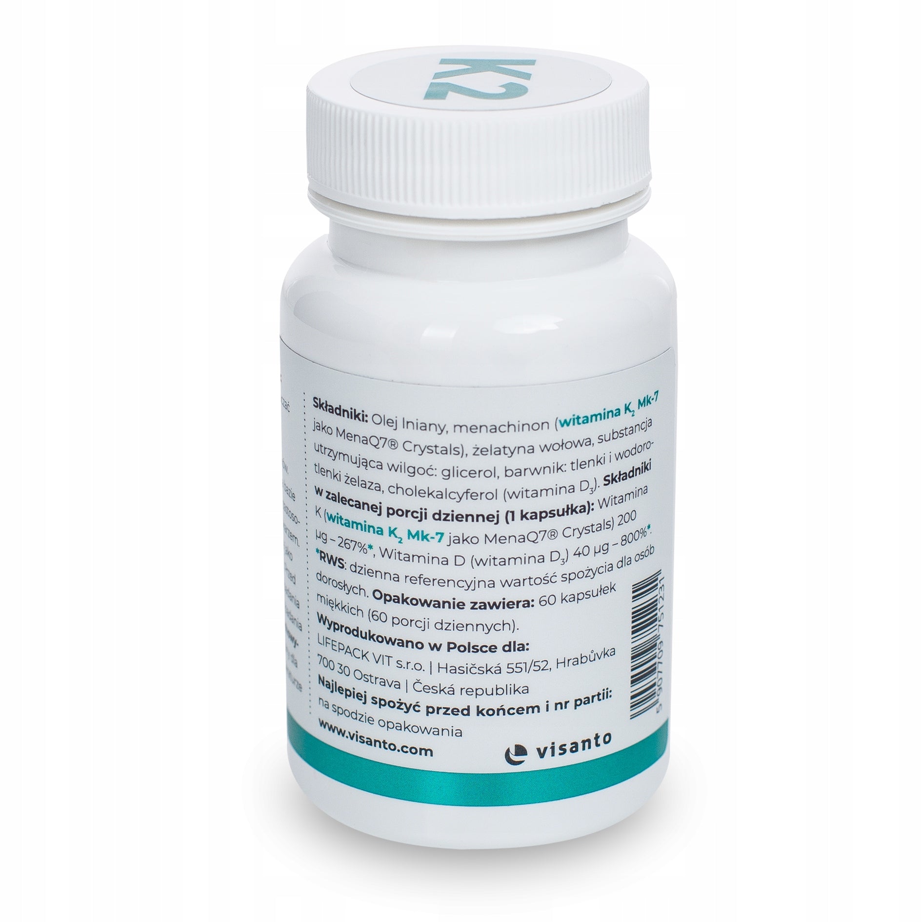Visanto Vitamin K2 MK-7 200mcg 60 capsules Manufacturer code 5907709751231