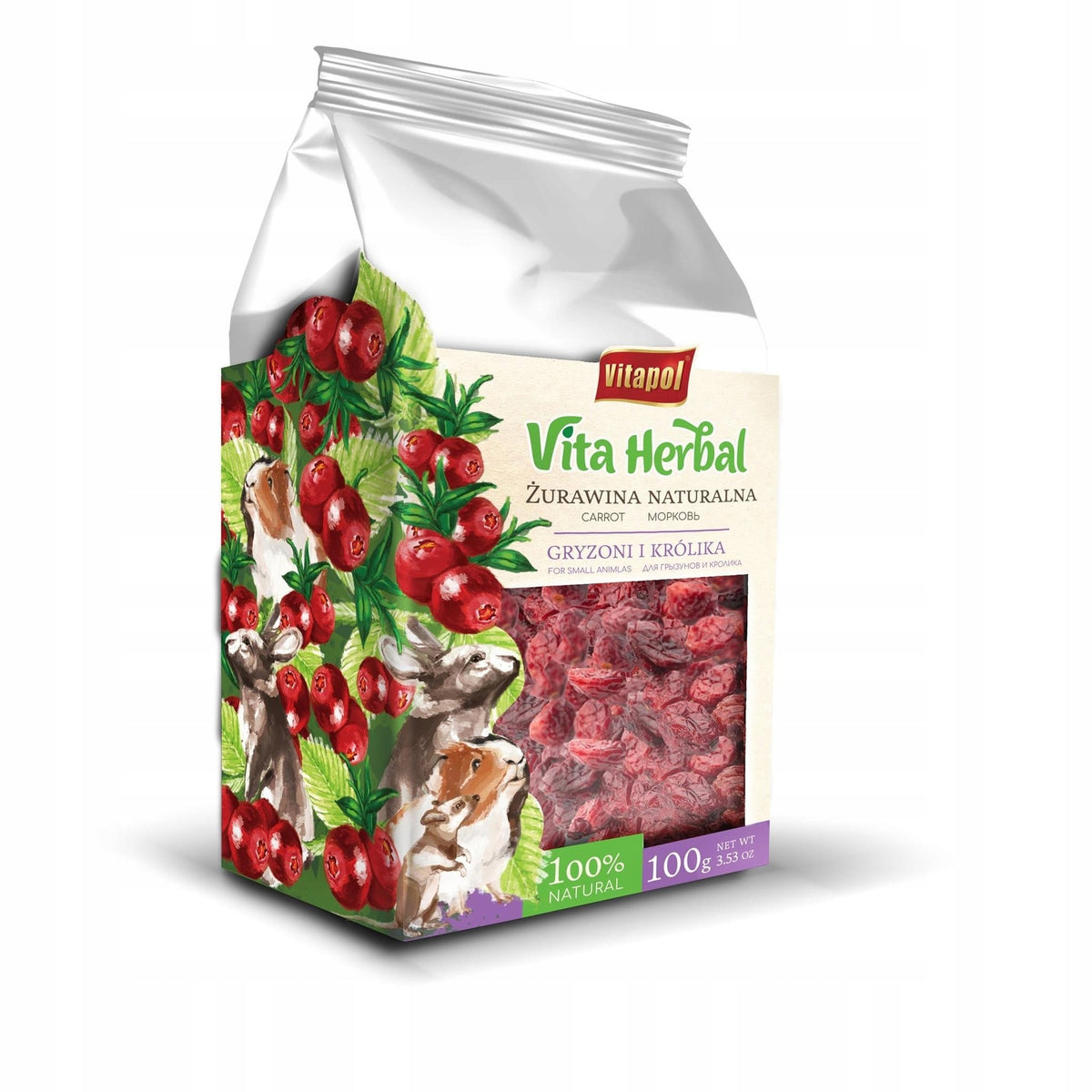 Vita Herbal Natural Dried Cranberries for Rabbits and Rodents 30g