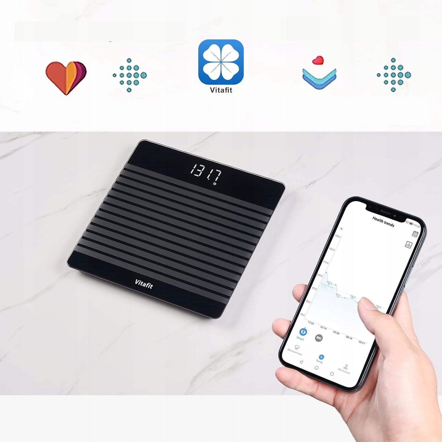 Vitafit VT705 SMART DIGITAL SCALE WITH BLUETOOTH APP Brand Vitafit