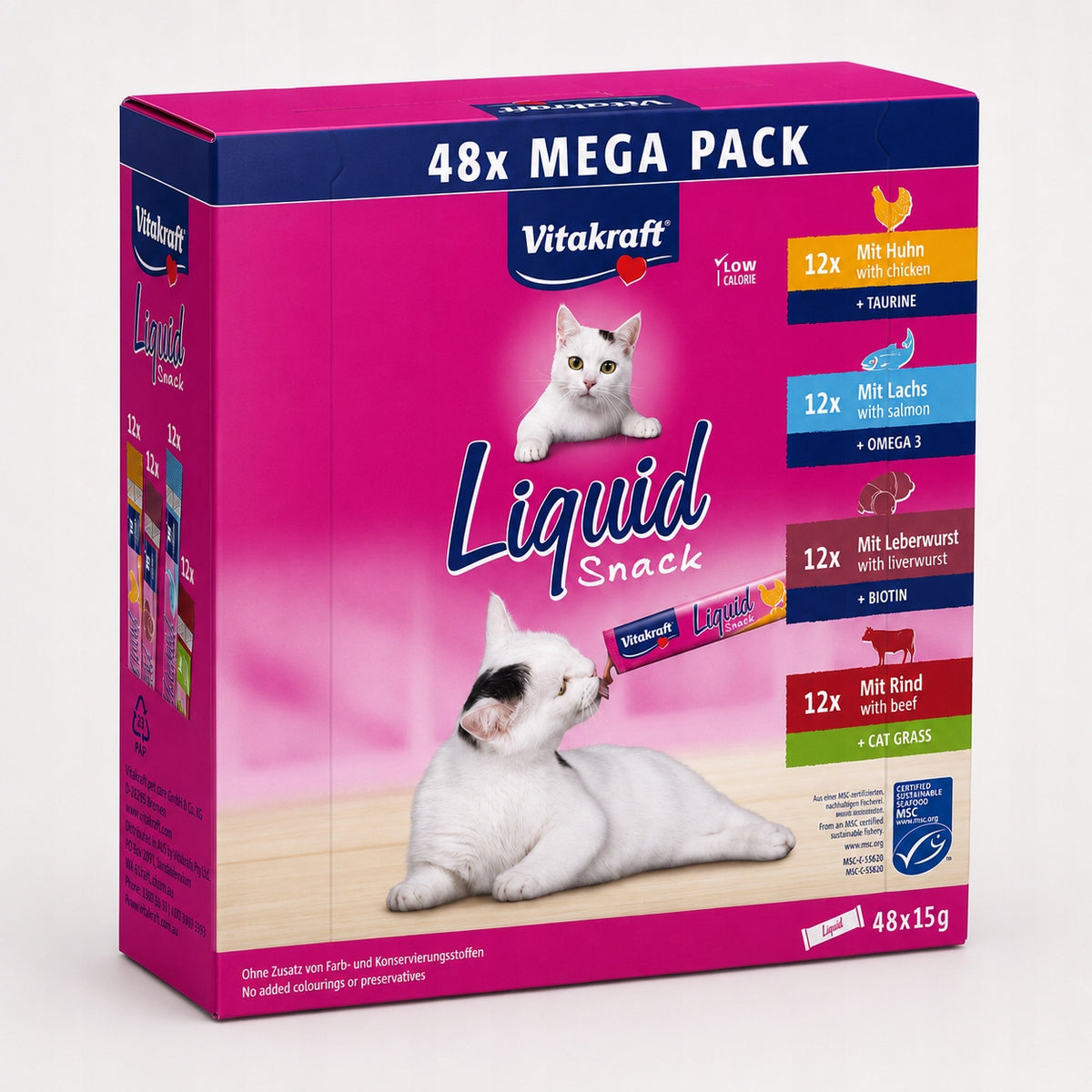 Vitakraft Liquid Mega Pack 48 Pcs Chicken Beef Salmon Liver