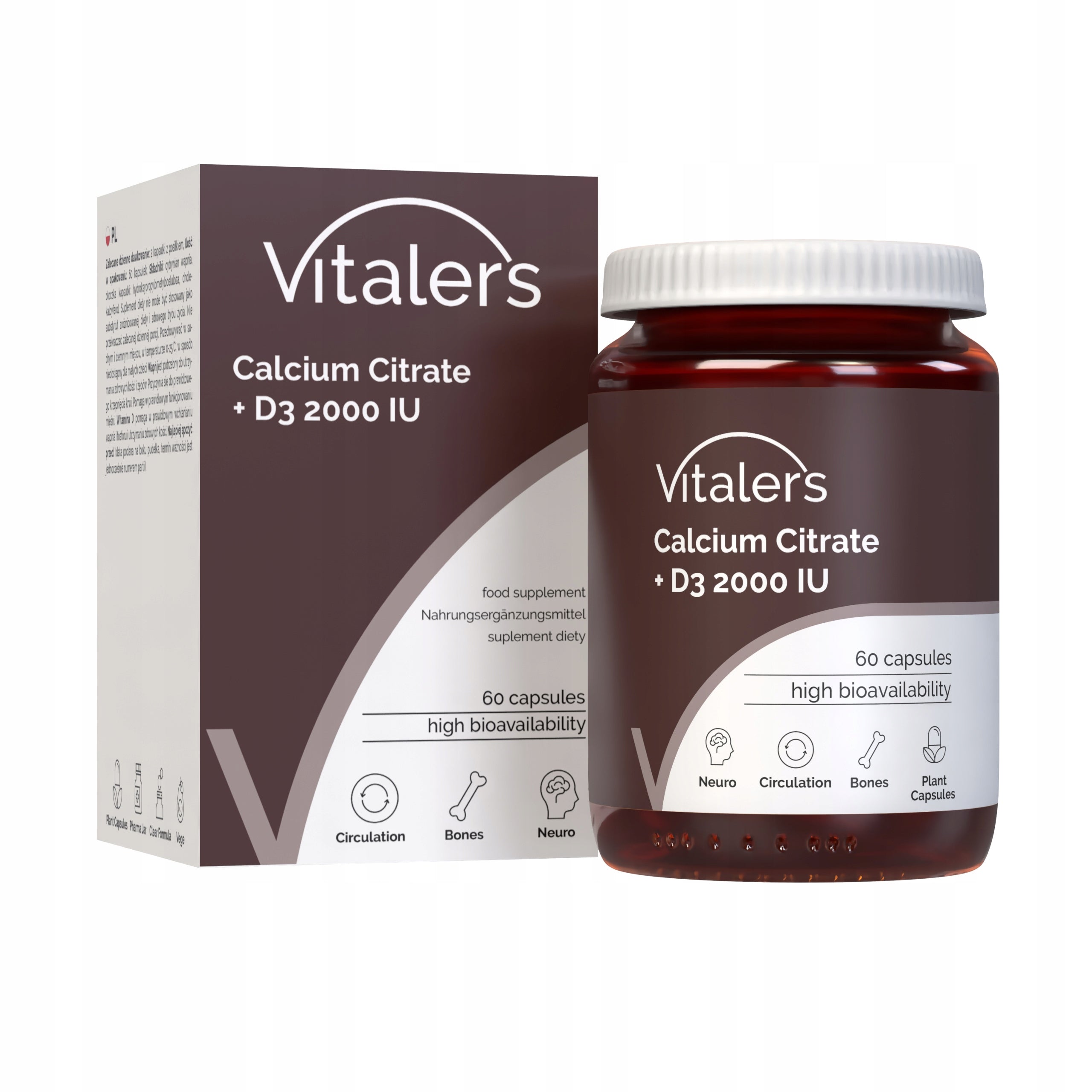 Vitaler's Calcium Citrate Vitamin D3 + Calcium Bone Resistance 60 Capsules Packaging status original