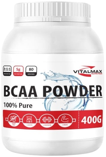 Vitalmax BCAA Powder 400g branched chain amino acids 100% unflavored powder