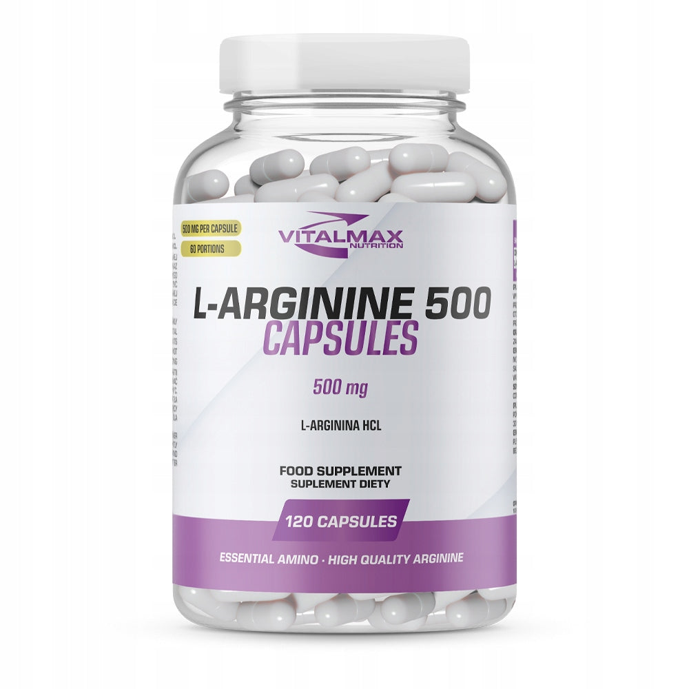 Vitalmax L-Arginine 500mg 120 kaps. muscle pump circulation NO Expiration date at least 3 months from the date of purchase