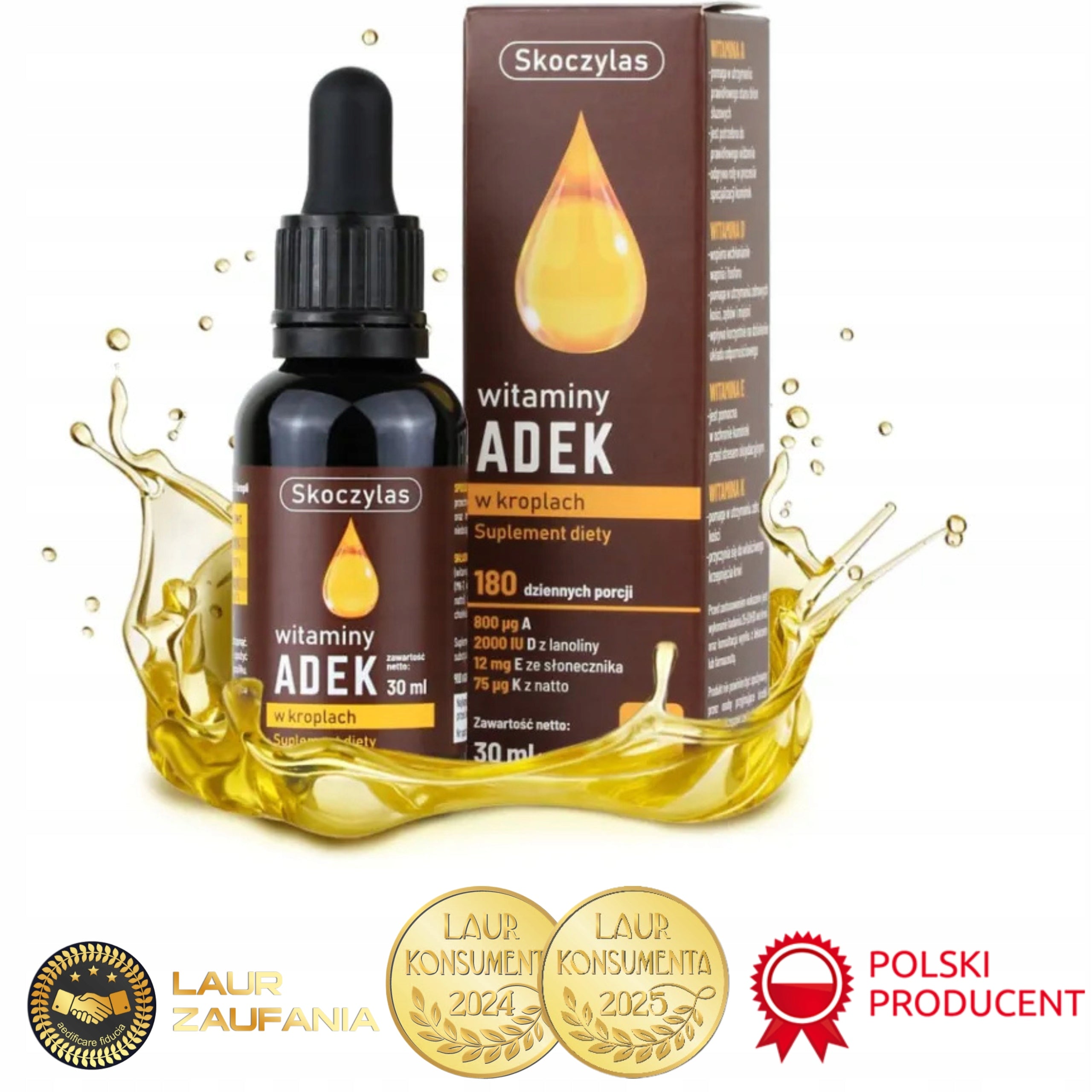 Vitamin ADEK 900 drops A D3 E K2 MK7 for 180 days SKOCZYLAS PL