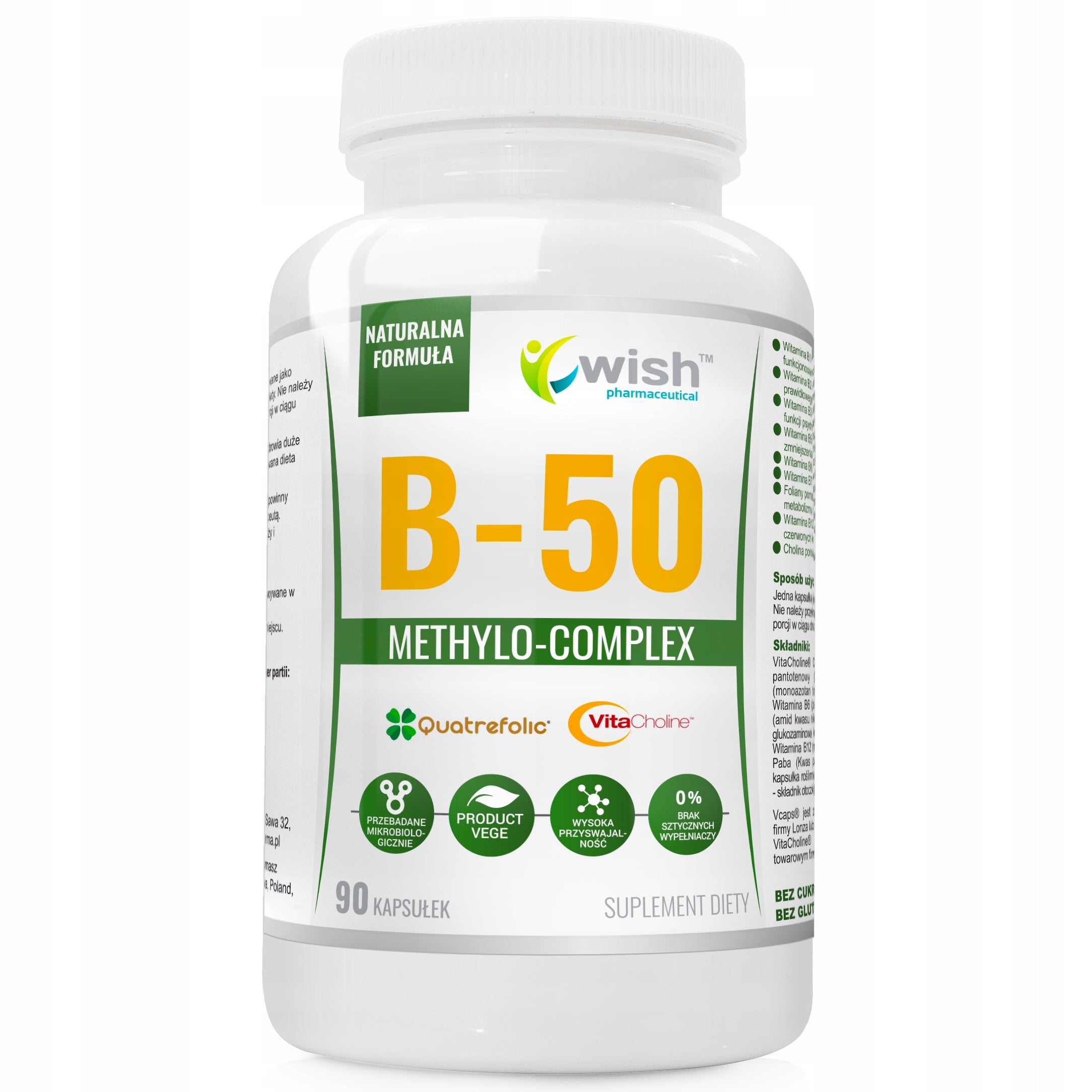 Vitamin B-50 COMPLEX PROPER DEVELOPMENT IMMUNITY B50 methylated 90 kaps
