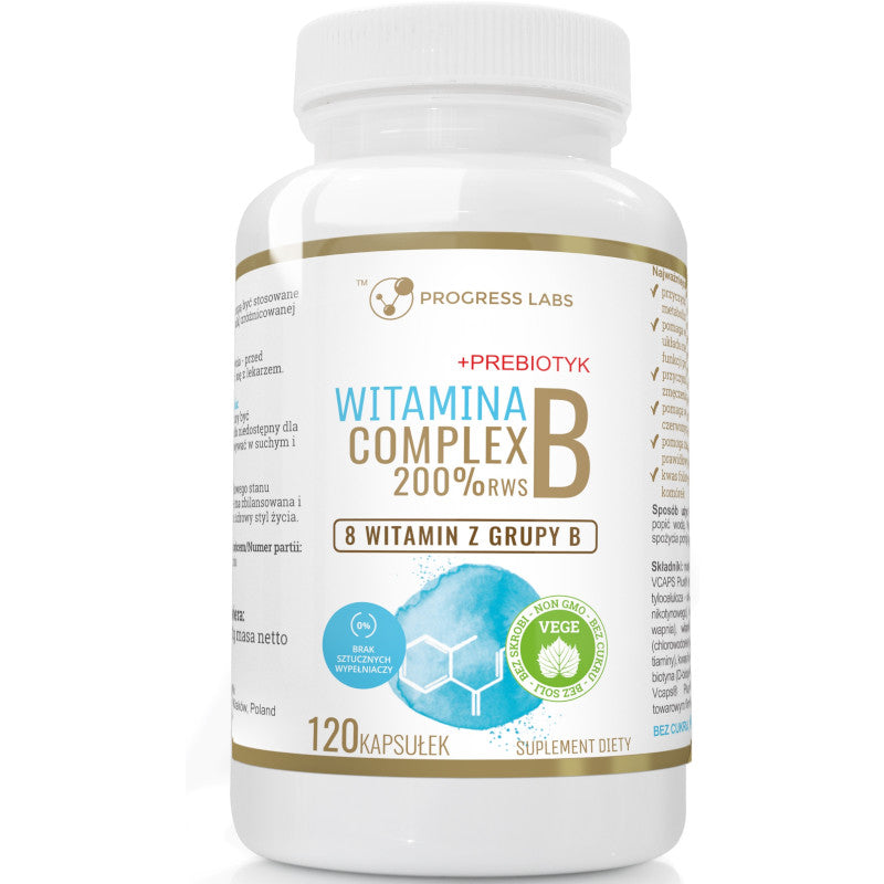 Vitamin B Complex 200% RWS + Prebiotic 120 caps. Progress Labs