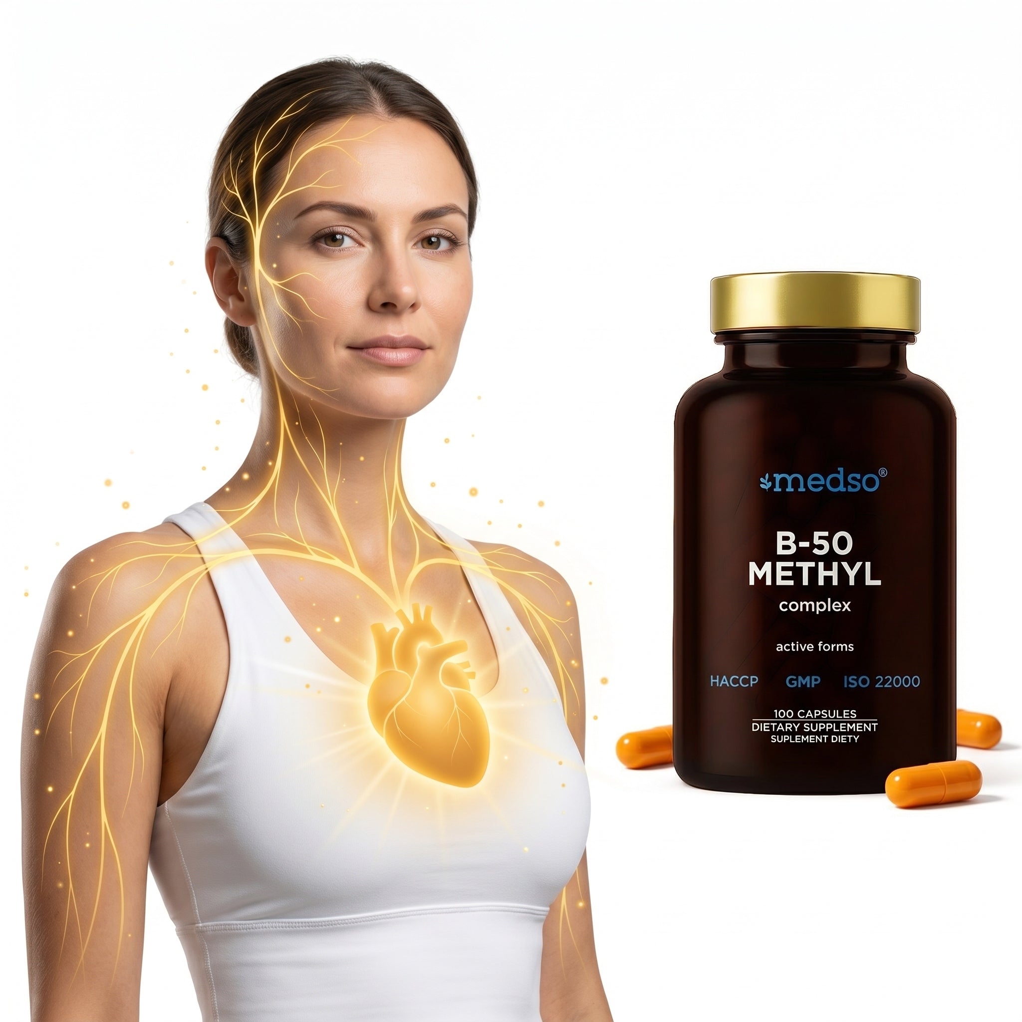 Vitamin B Complex Methyl B-50 TMG Complex Nervous System Heart 100pcs kaps Packaging status original