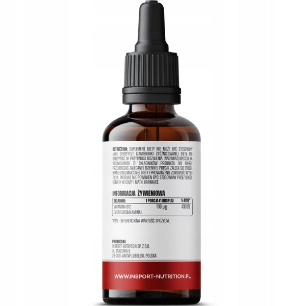 Vitamin B12 FORTE Drops 30ml Nervous System METHYLCOBALAMIN | INSPORT Manufacturer code witamina b12 metylokobalamina w kroplach